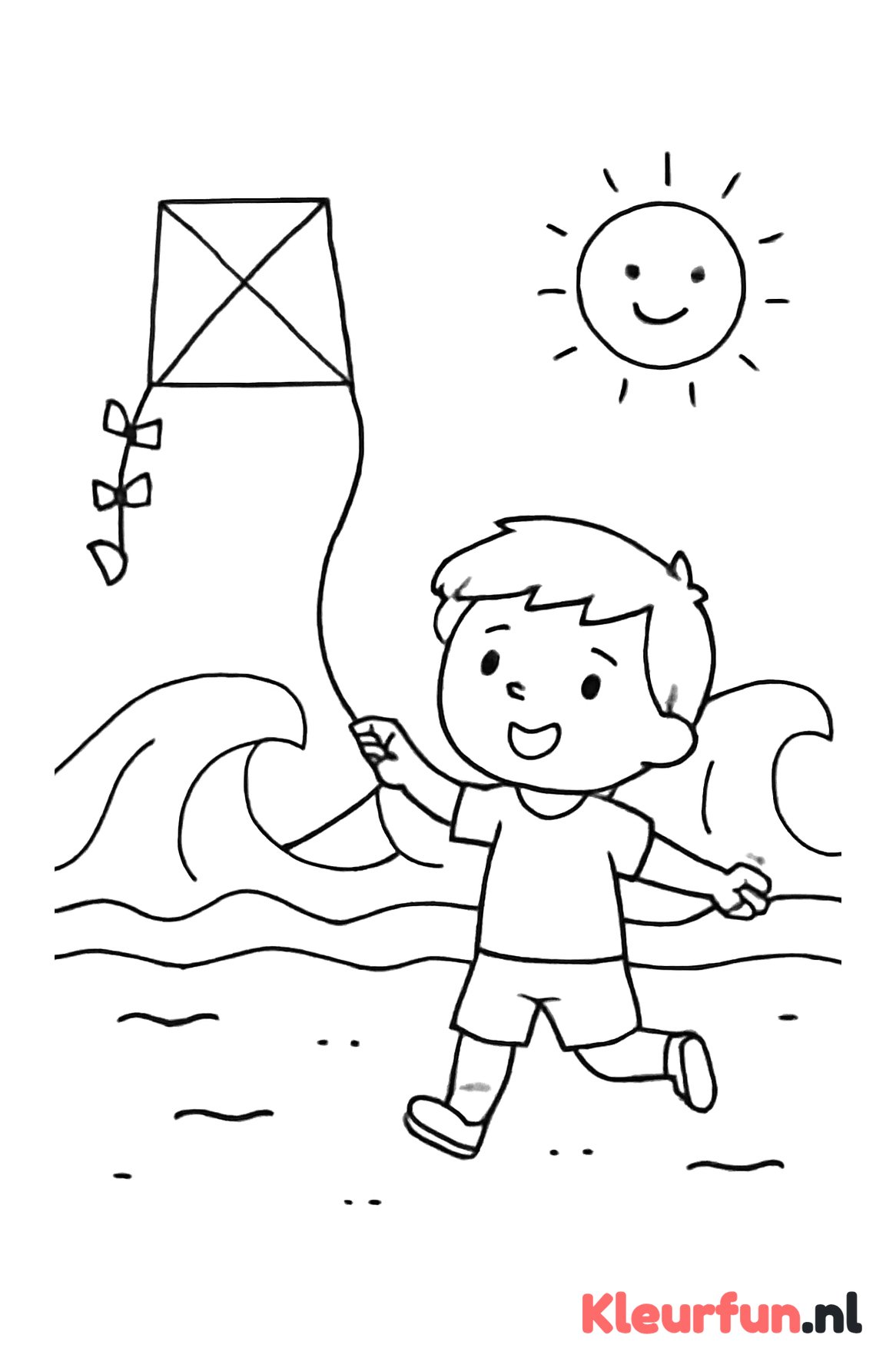 Kind met vlieger op het strand