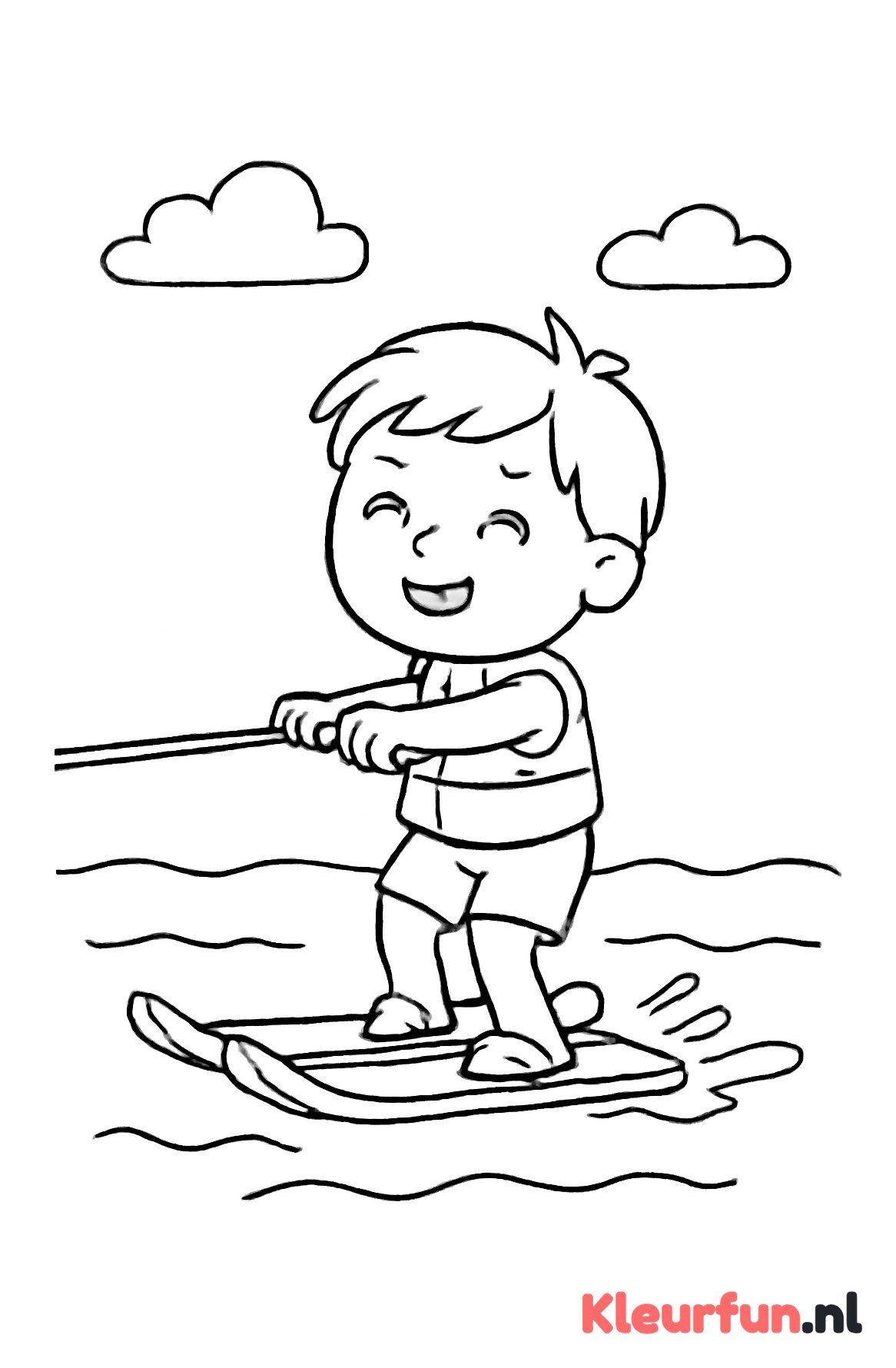 Kind waterskiën op zee