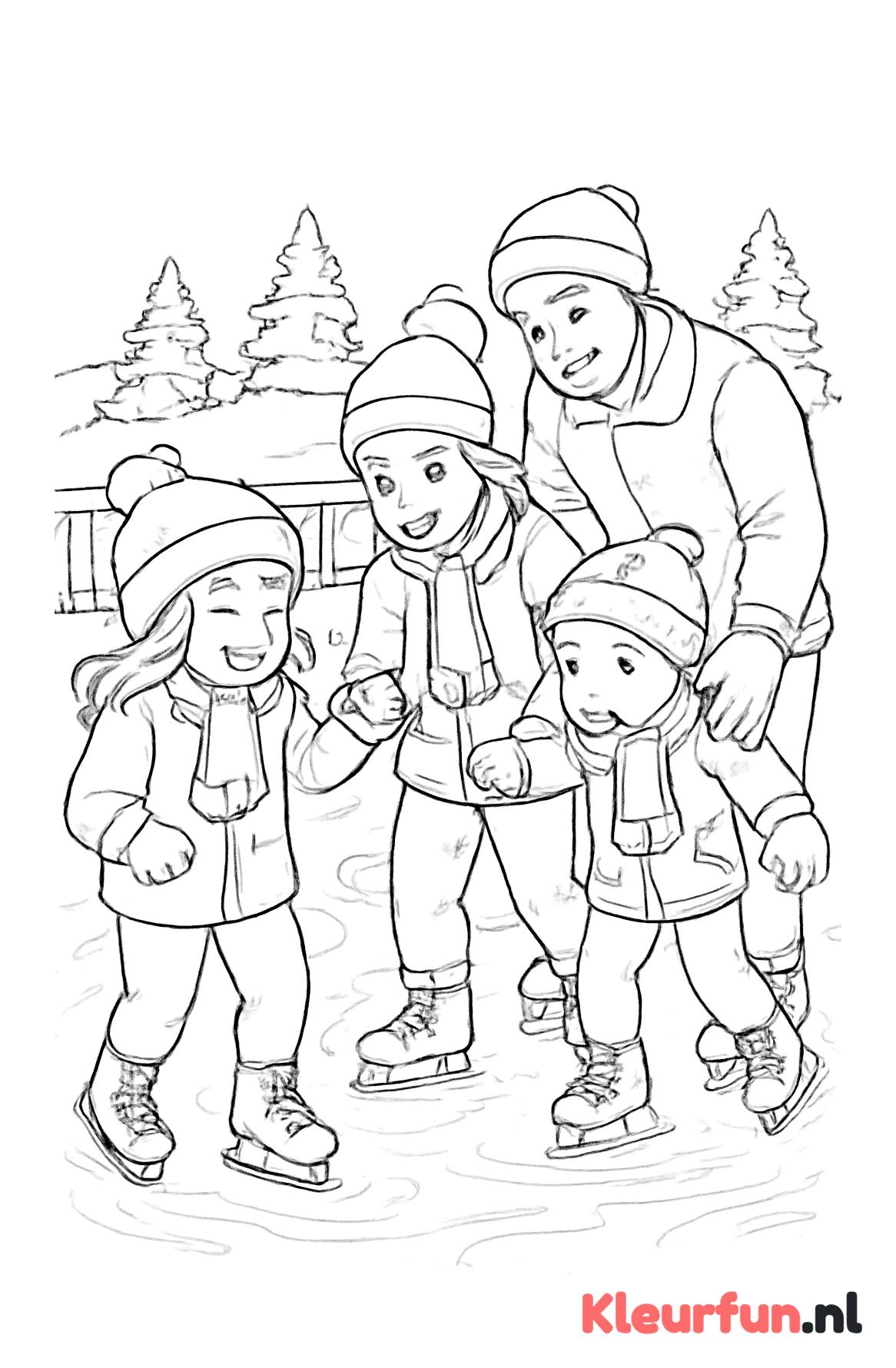 Kinderen leren schaatsen