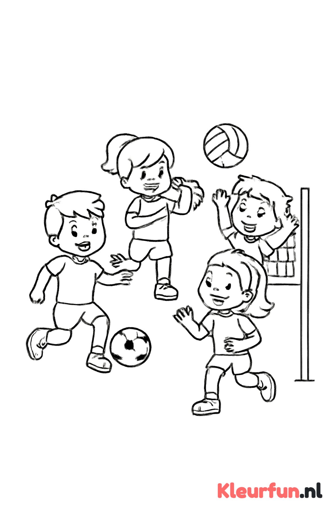 Kinderen spelen balsporten
