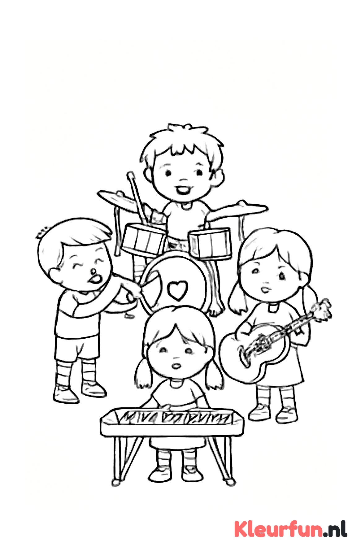 Kinderorkest met muziekinstrumenten