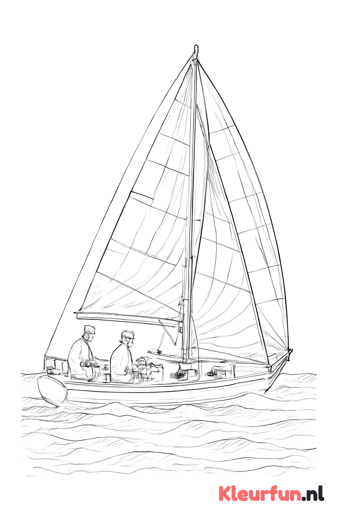 Kleine Zeilboot met Zeilers