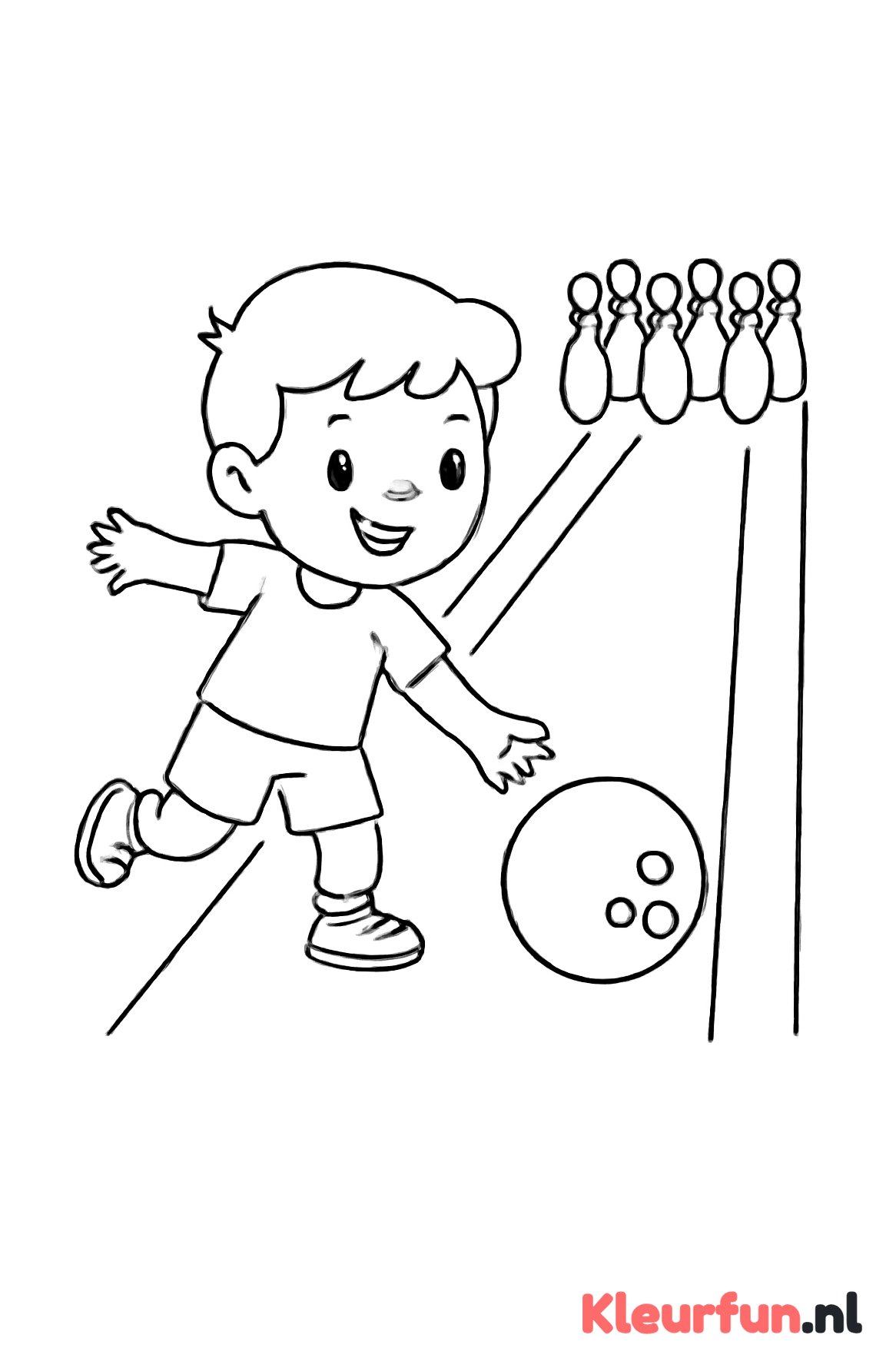 Kleuter bowlen: kind gooit bowlingbal