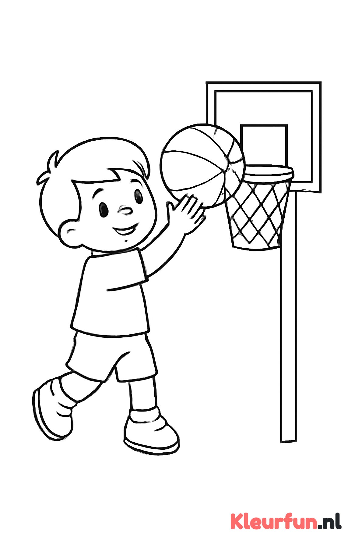 Kleuter gooit basketbal