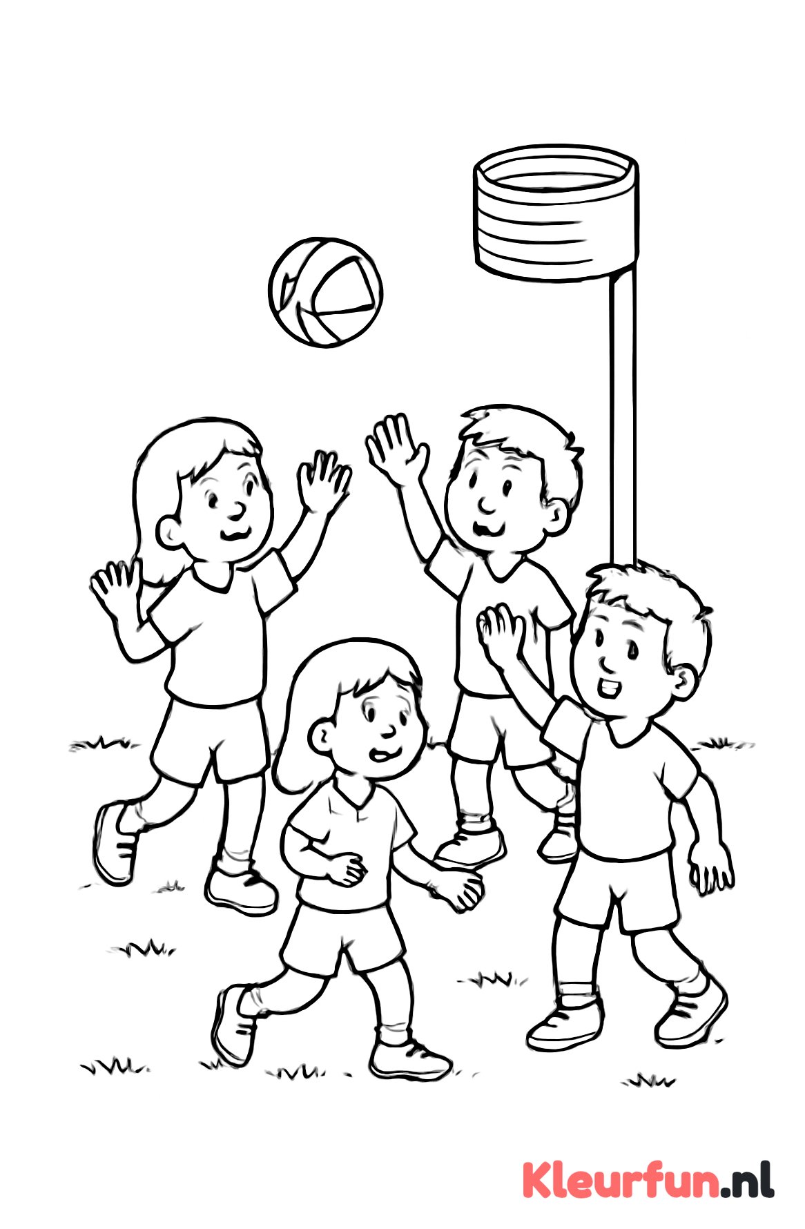 Kinderen spelen korfbal