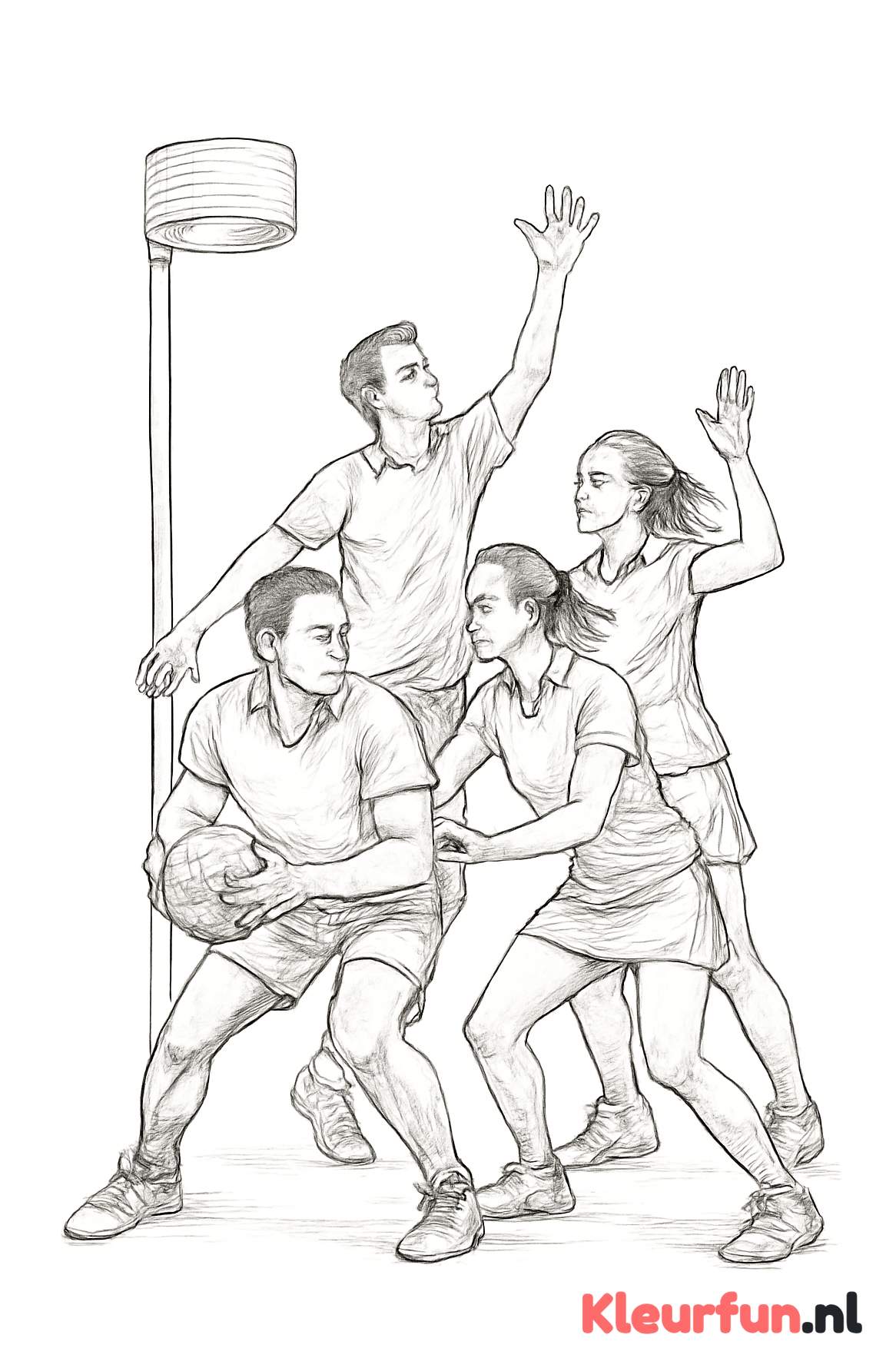 Korfbalteam in formatie