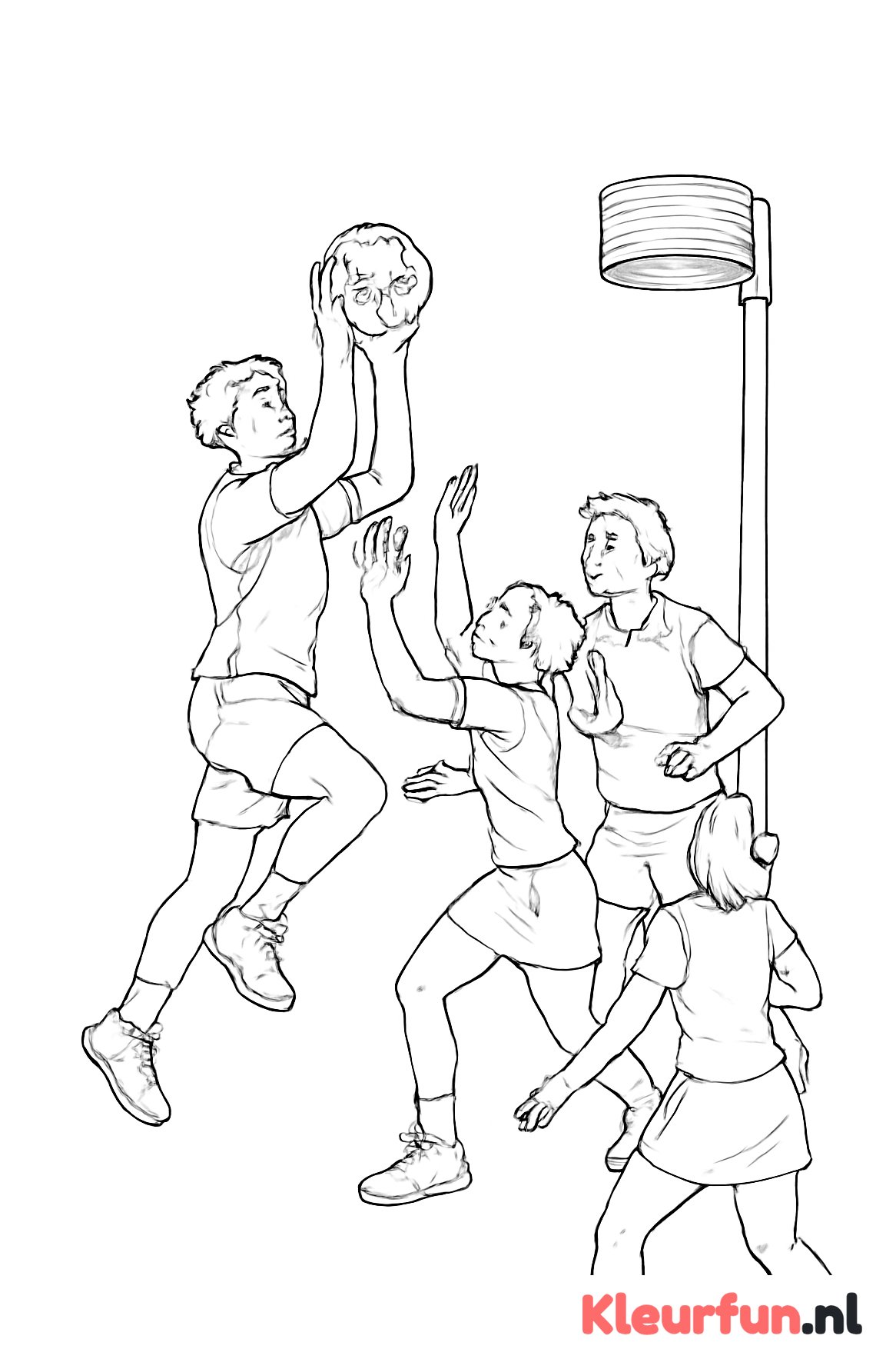 Korfbalwedstrijd in actie