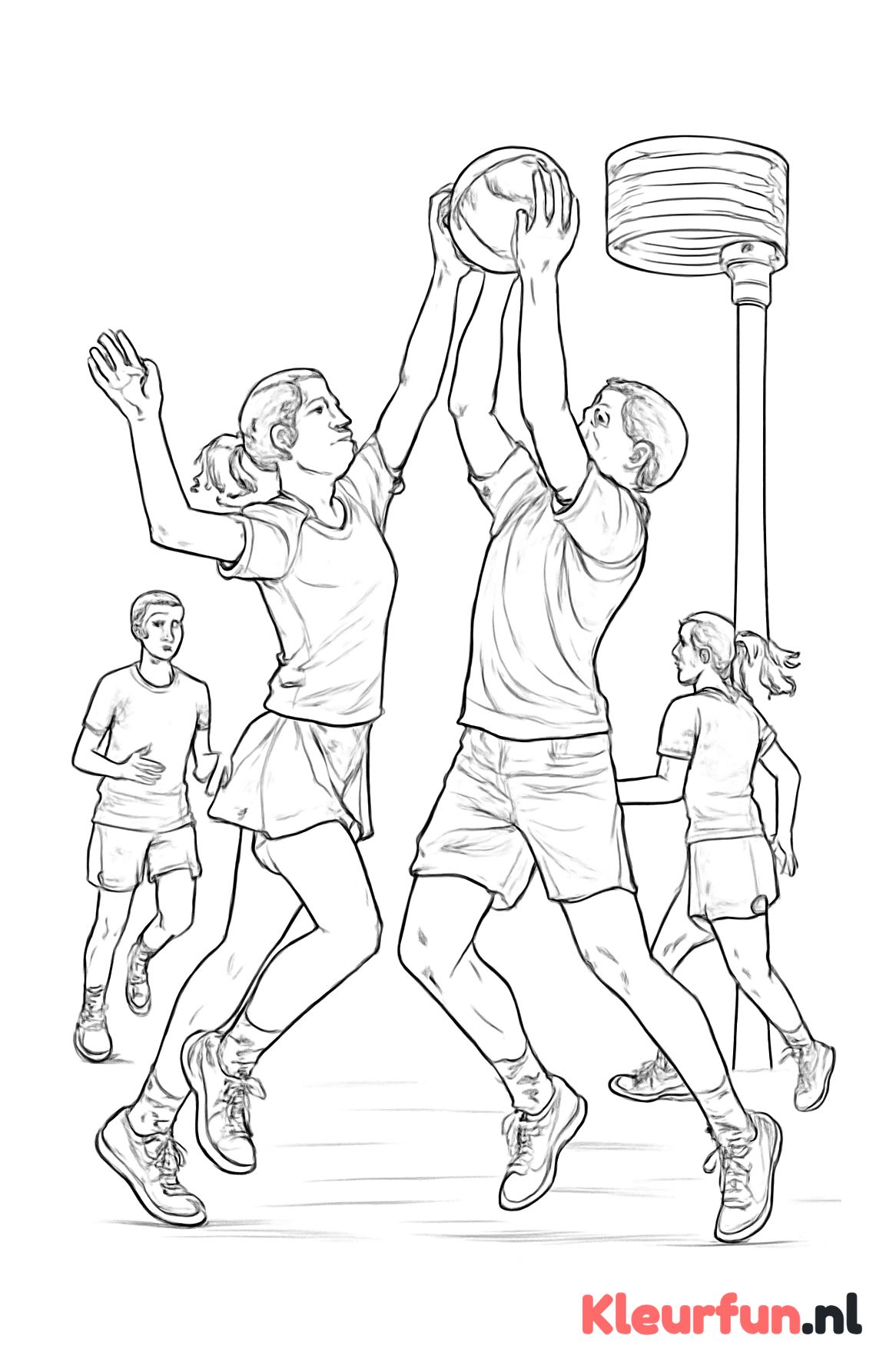 Korfbalwedstrijd in actie