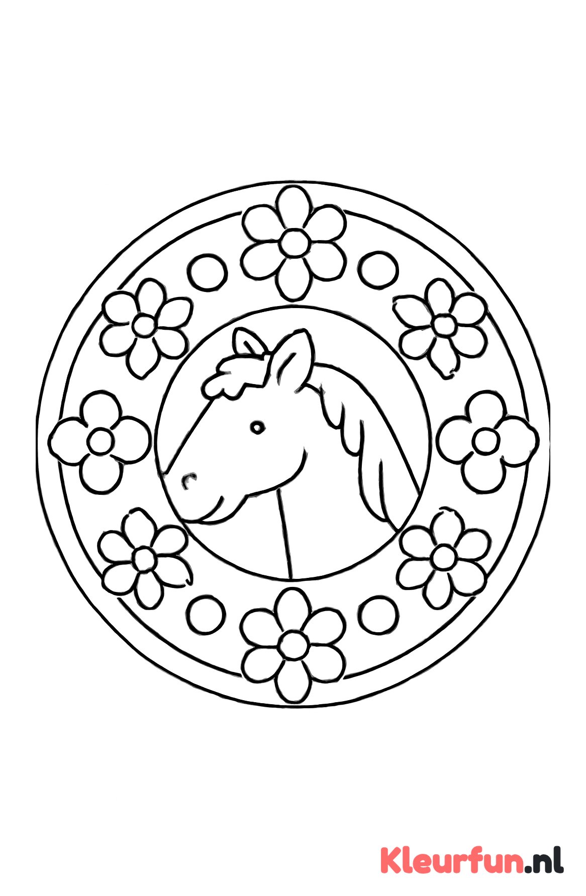 Mandala met paard voor kleuters
