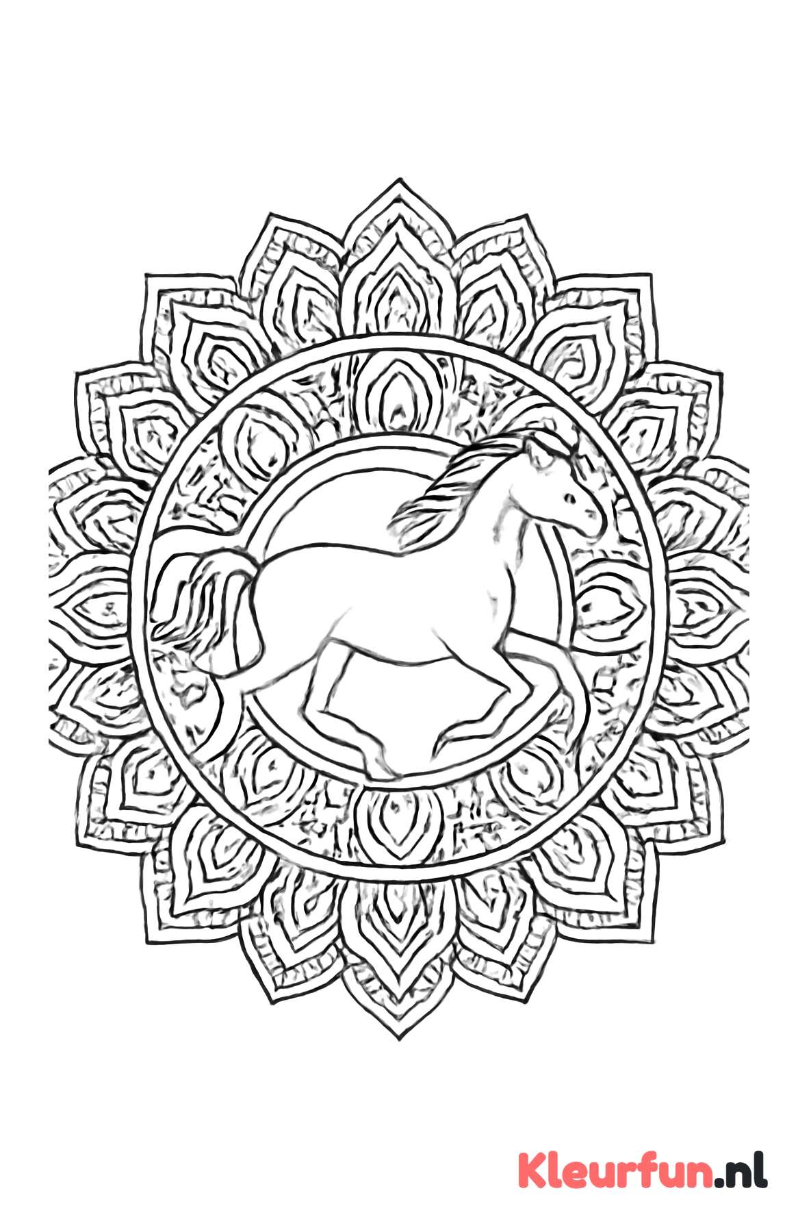 Galopperend paard met geometrische mandala