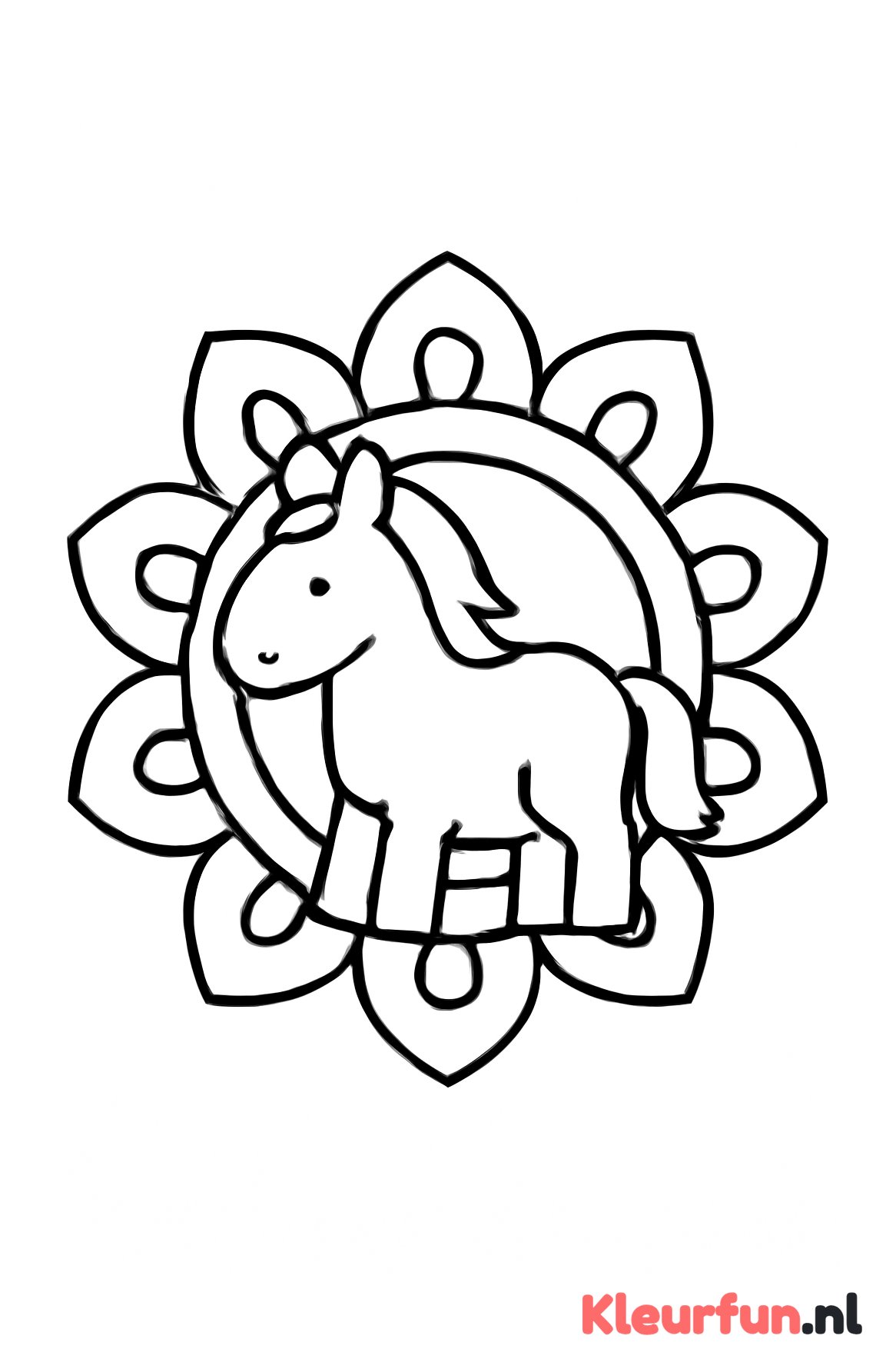 Mandala met groot paard en simpele vormen