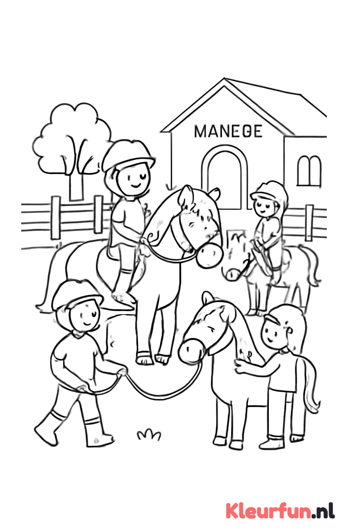 Paarden en kinderen in de manege