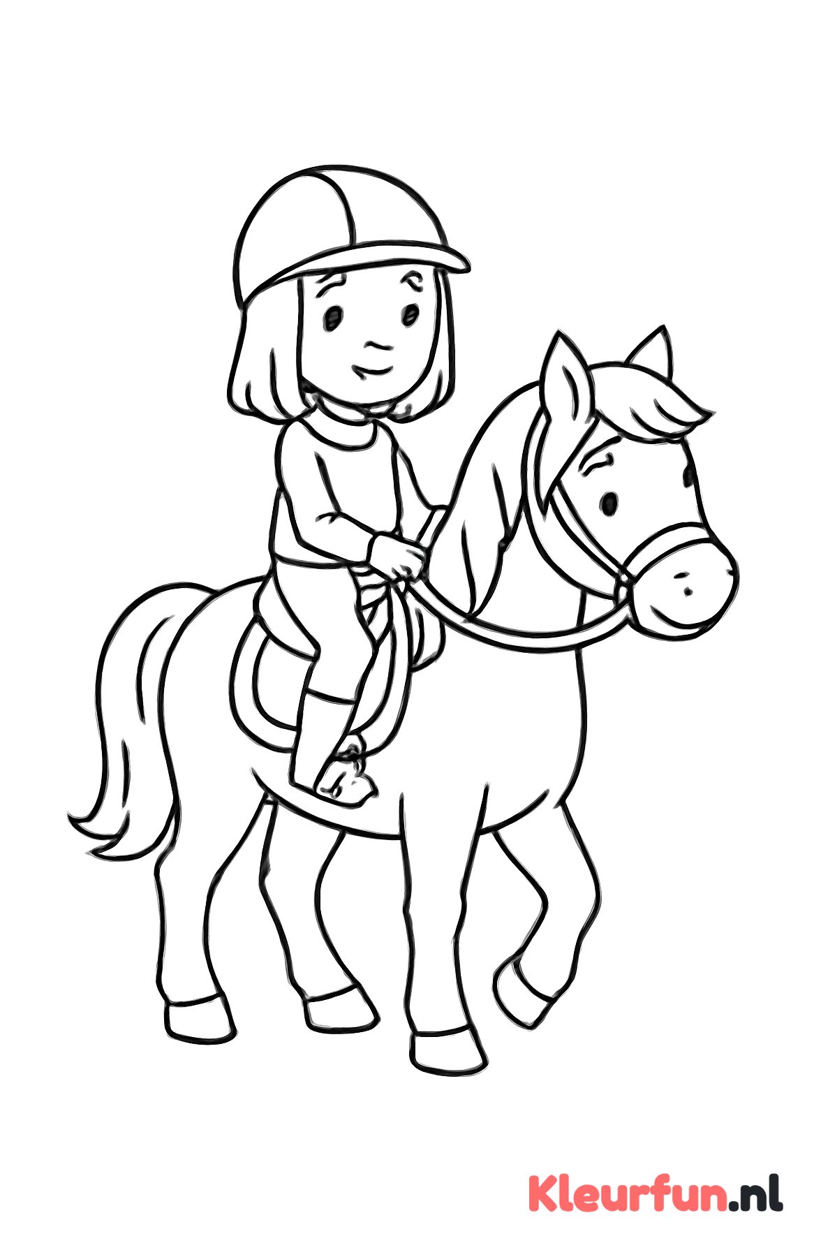 Meisje op paard kleurplaat