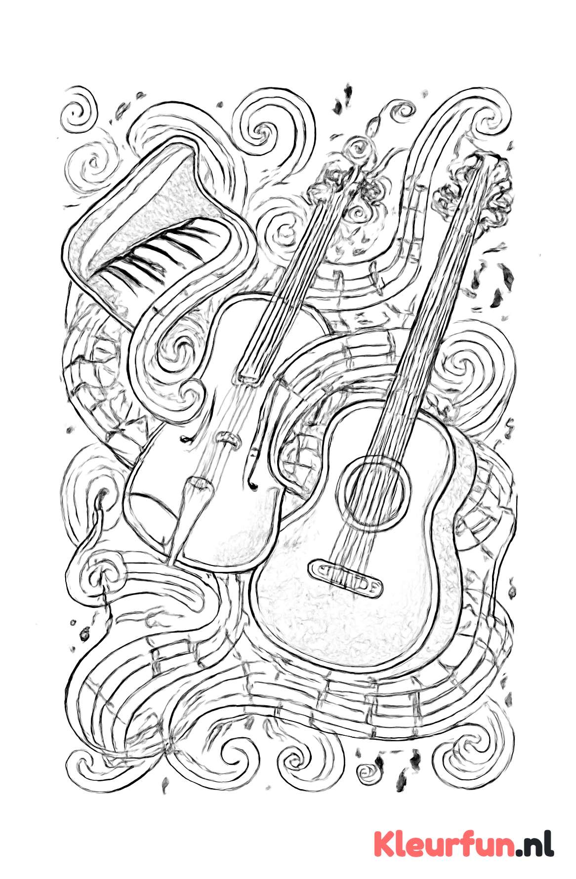 Intricate muzikale melodie met instruments
