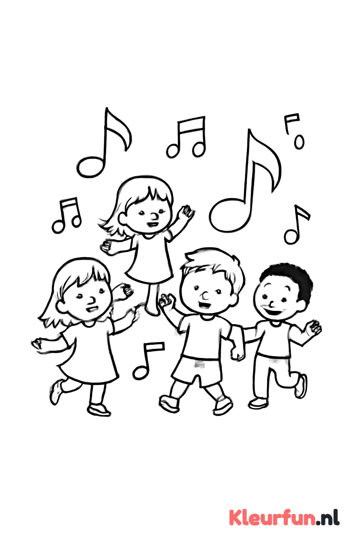 Kinderen met muzieknoten