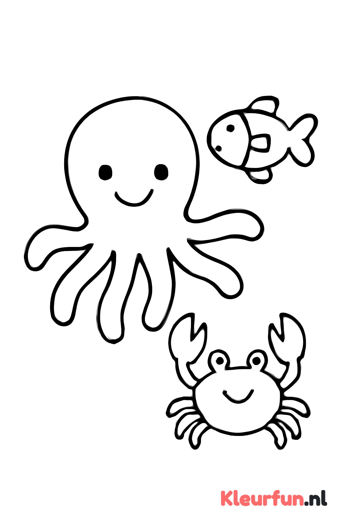 Octopus, vis en krab