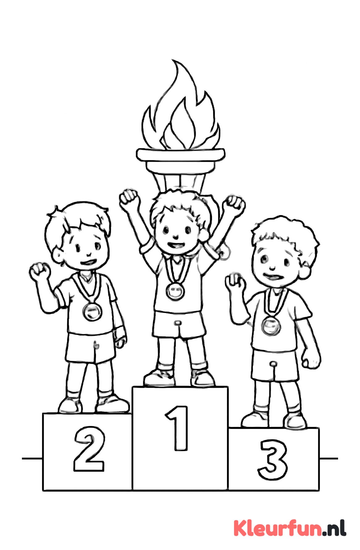 Podium met medaillewinnaars Olympische Spelen