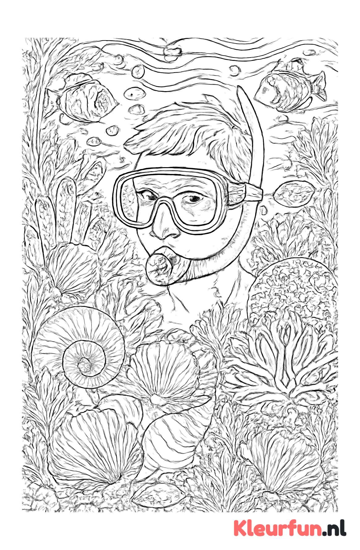 Onderwaterlandschap met snorkelaar