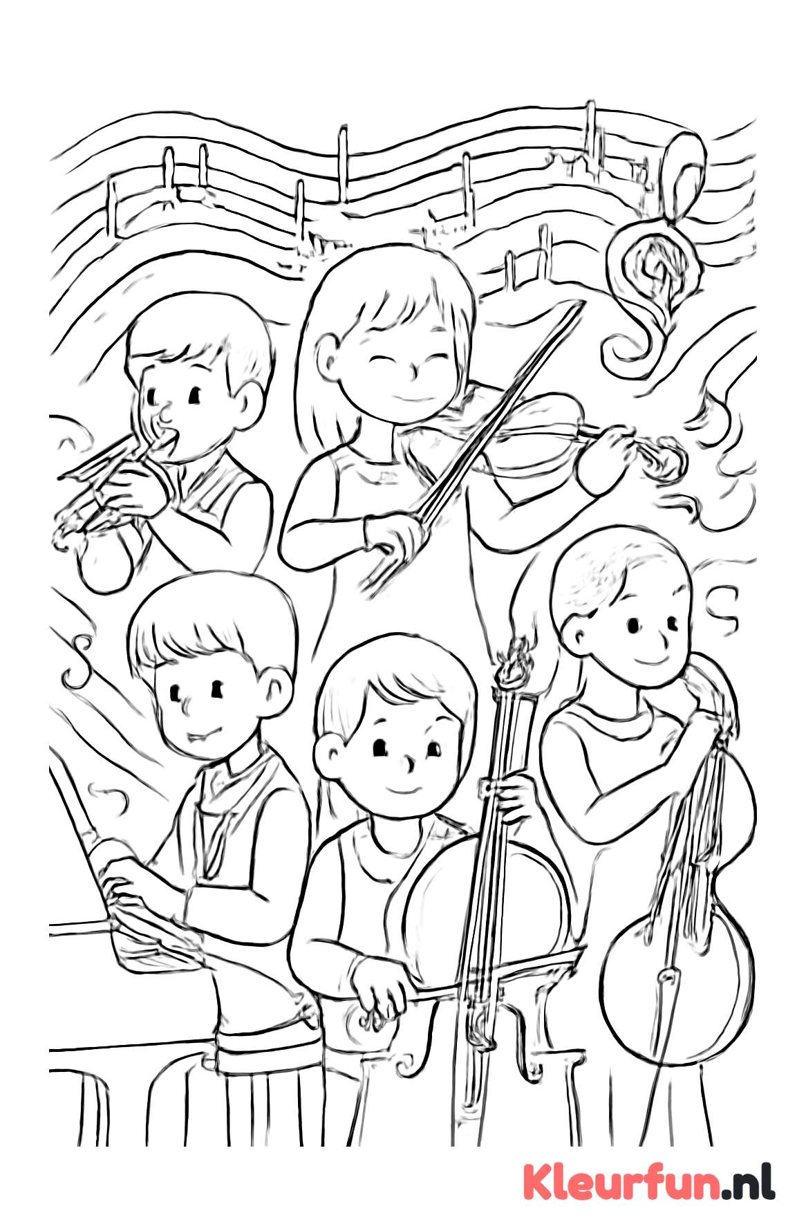 Kinderen in een orkest