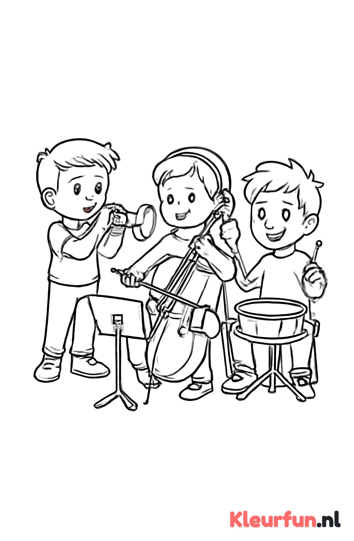 Kinderen in orkest met instrumenten