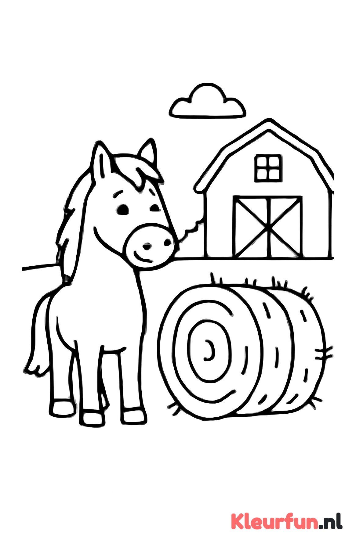 Paard bij hooibaal