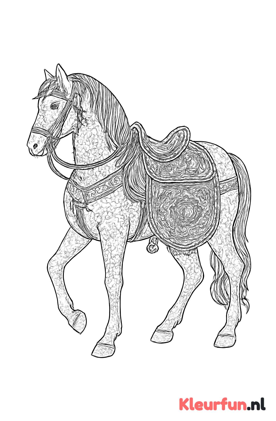 Paard met decoratieve zadeltas
