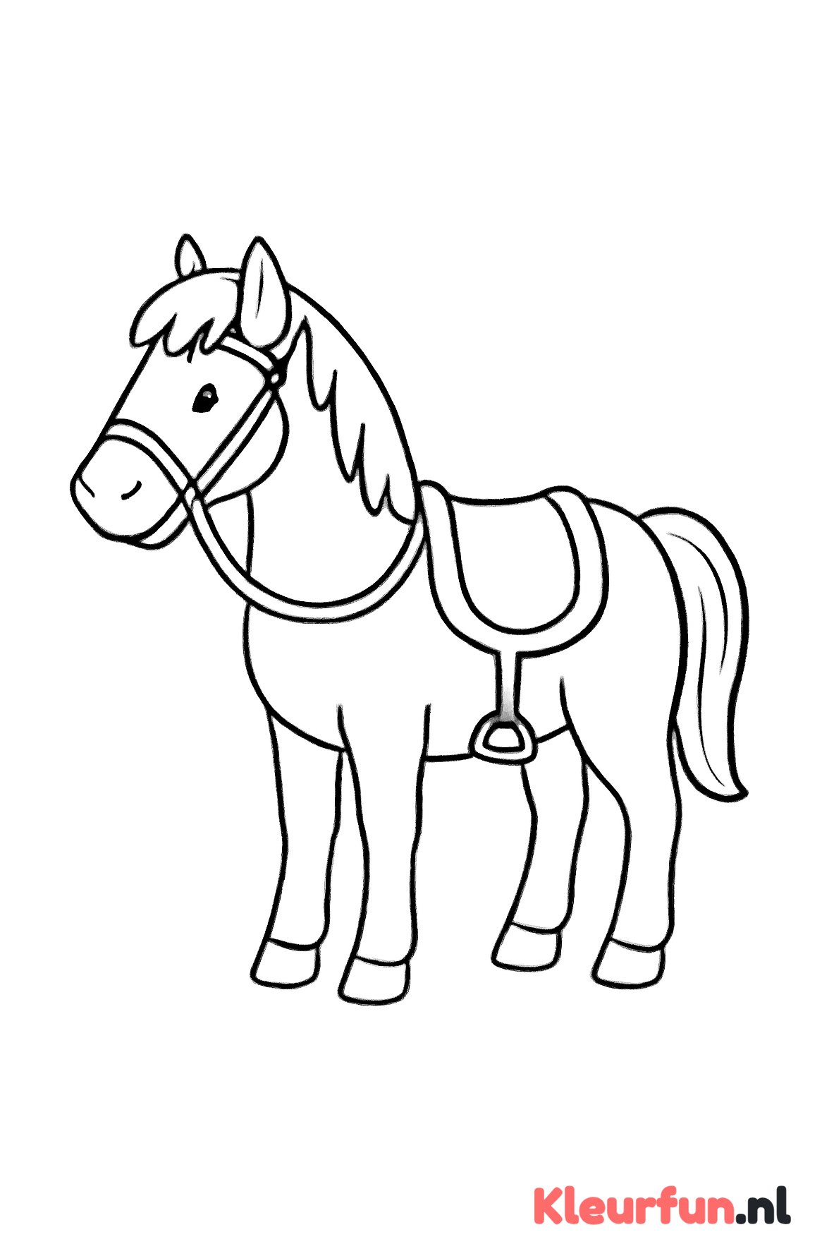 Paard met ruiterspullen