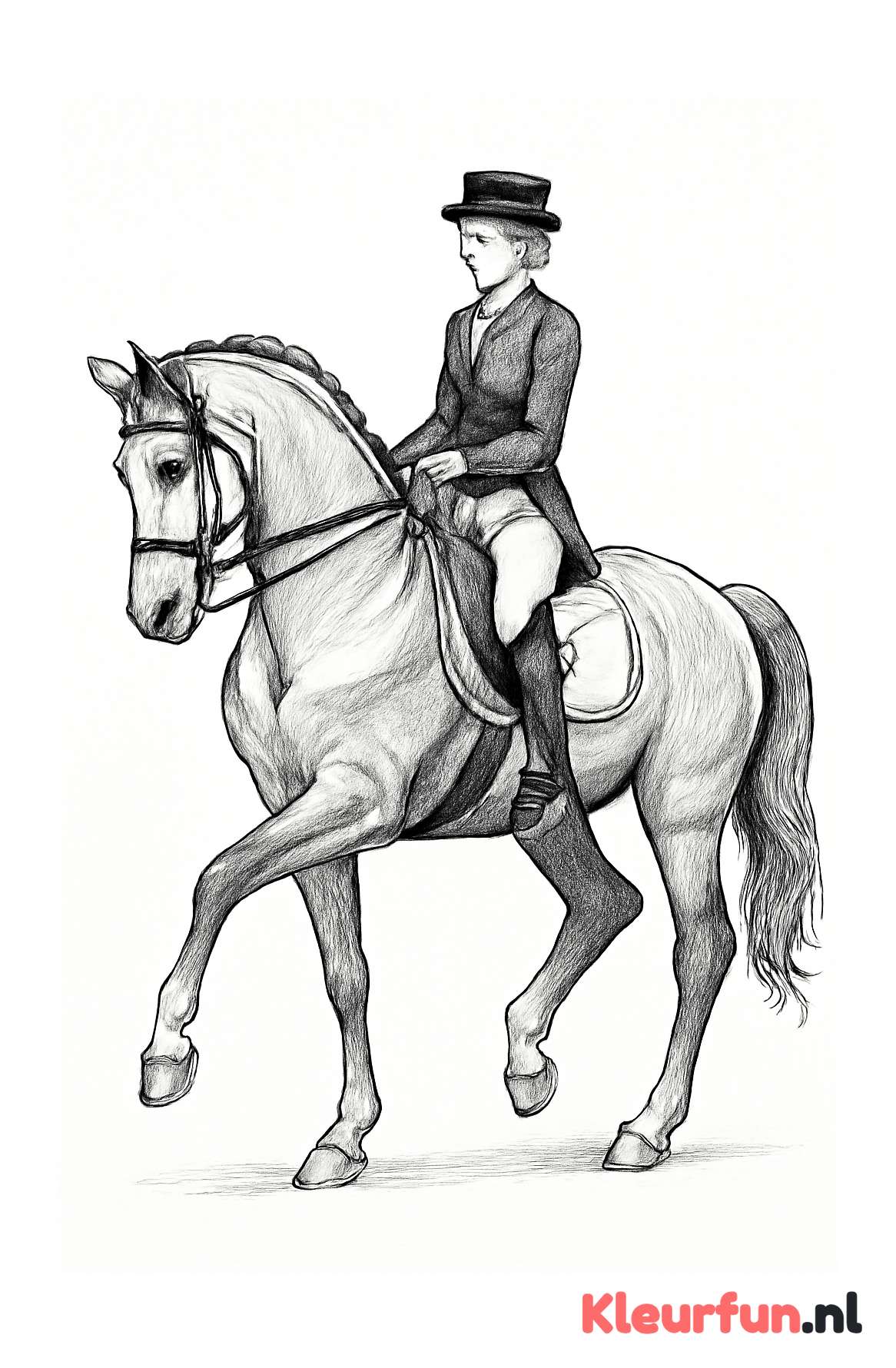 Paard en ruiter in dressuur