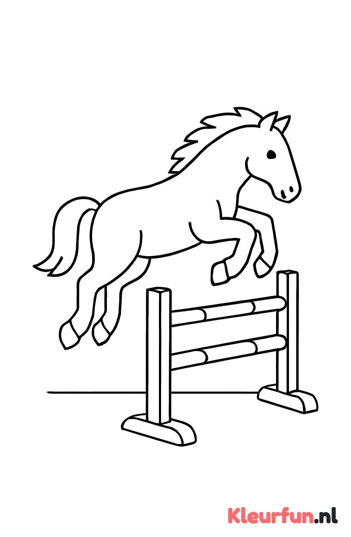 Paard springt over hindernis