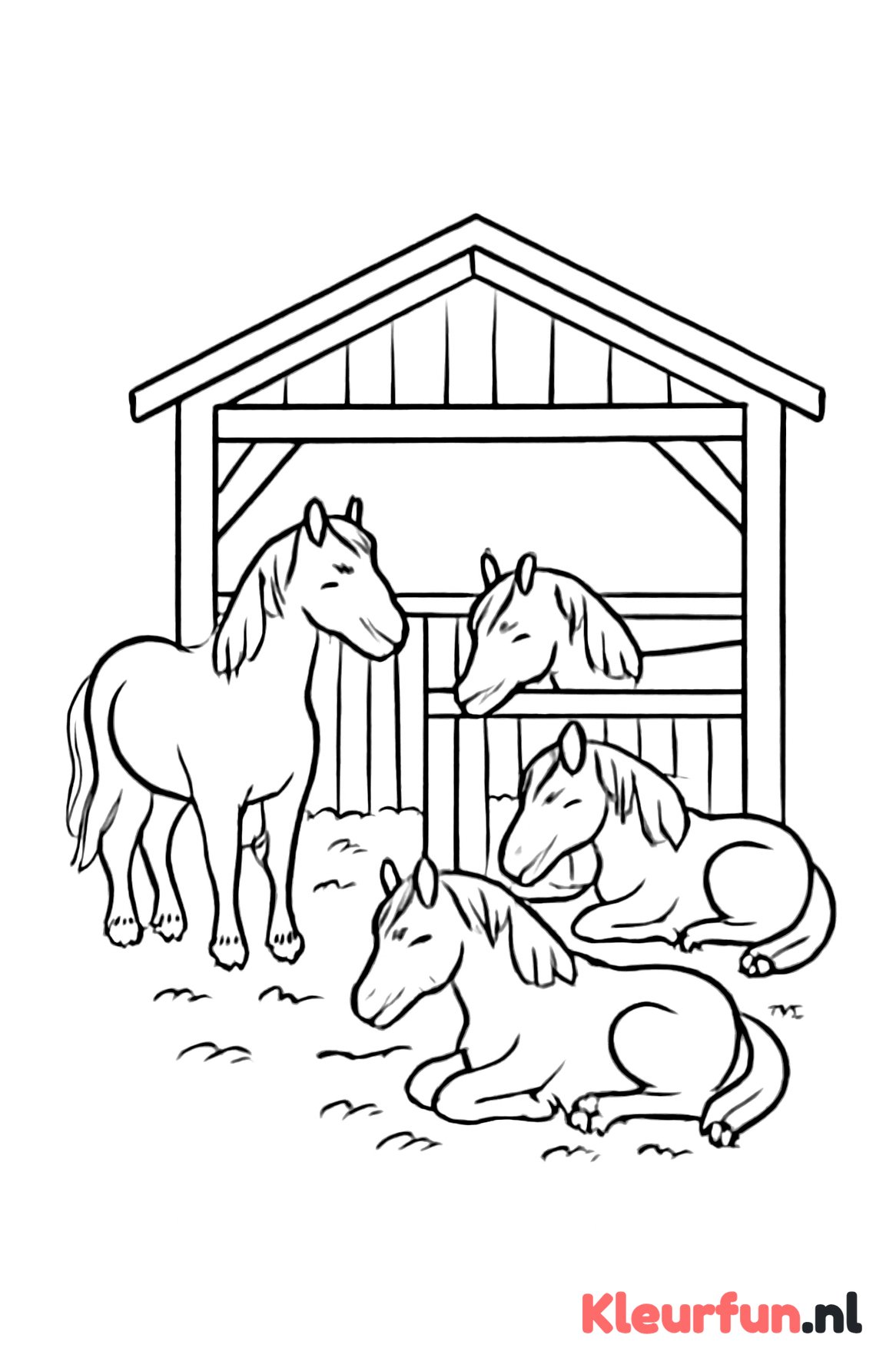 Paarden in de stal