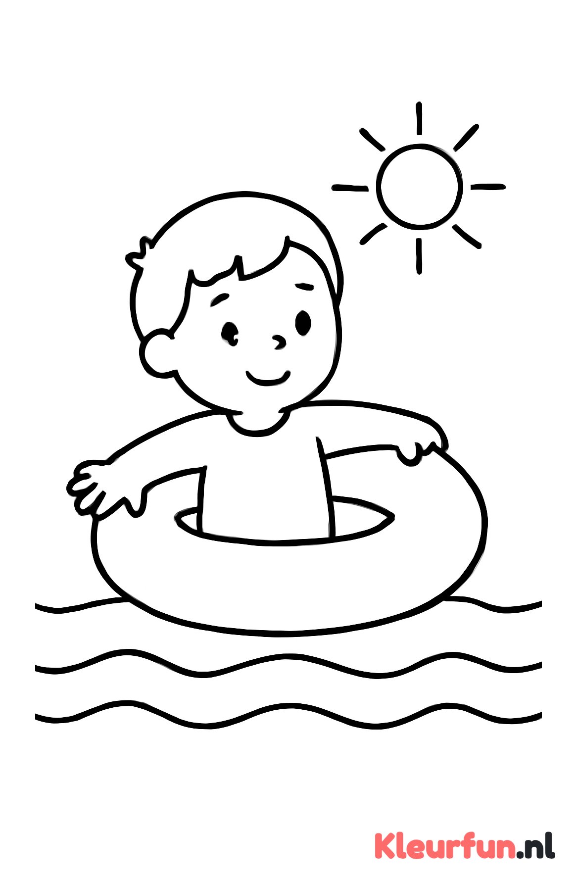 Kind met opblaasbare zwemring in het water