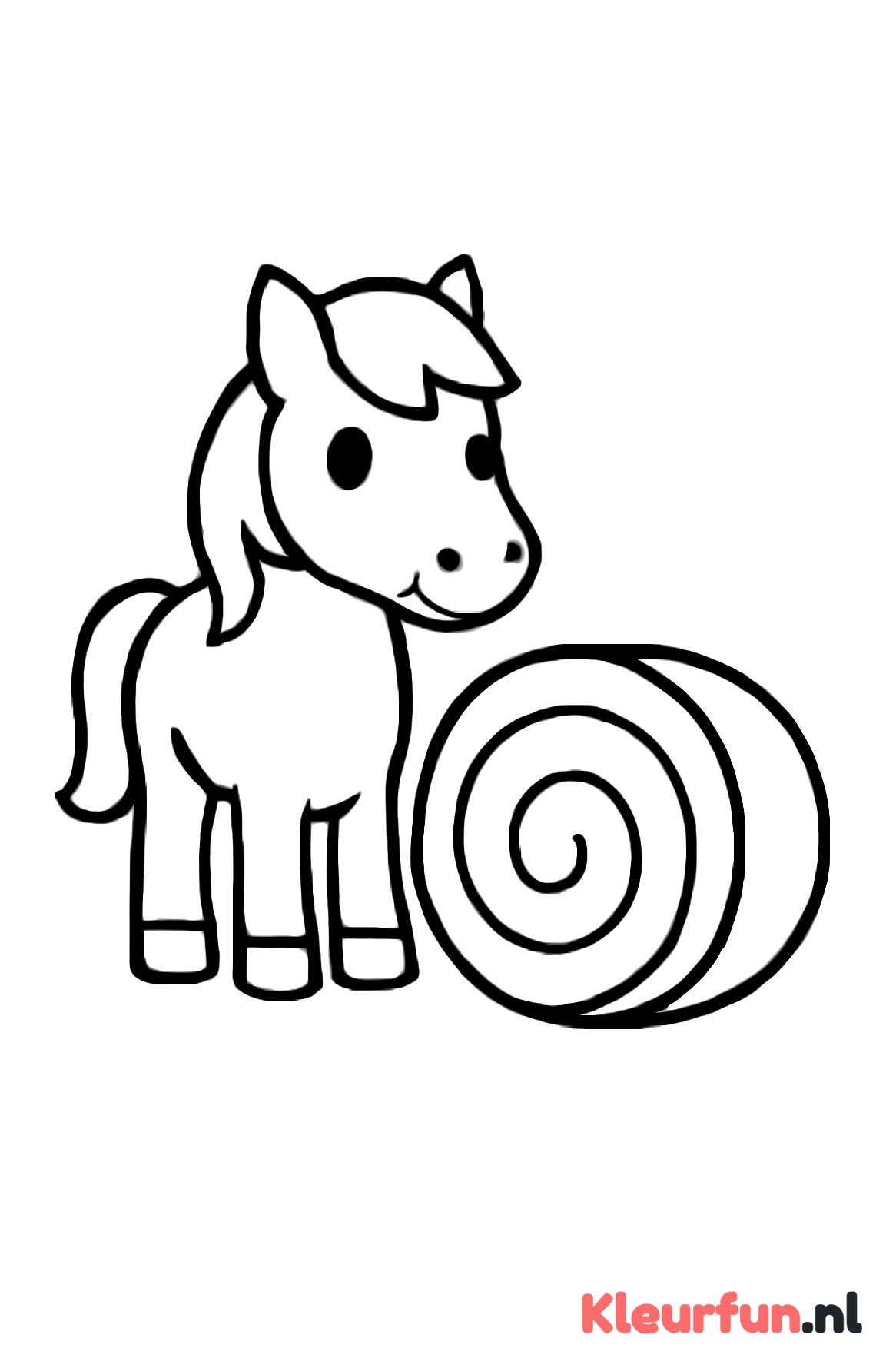Pony bij hooibaal
