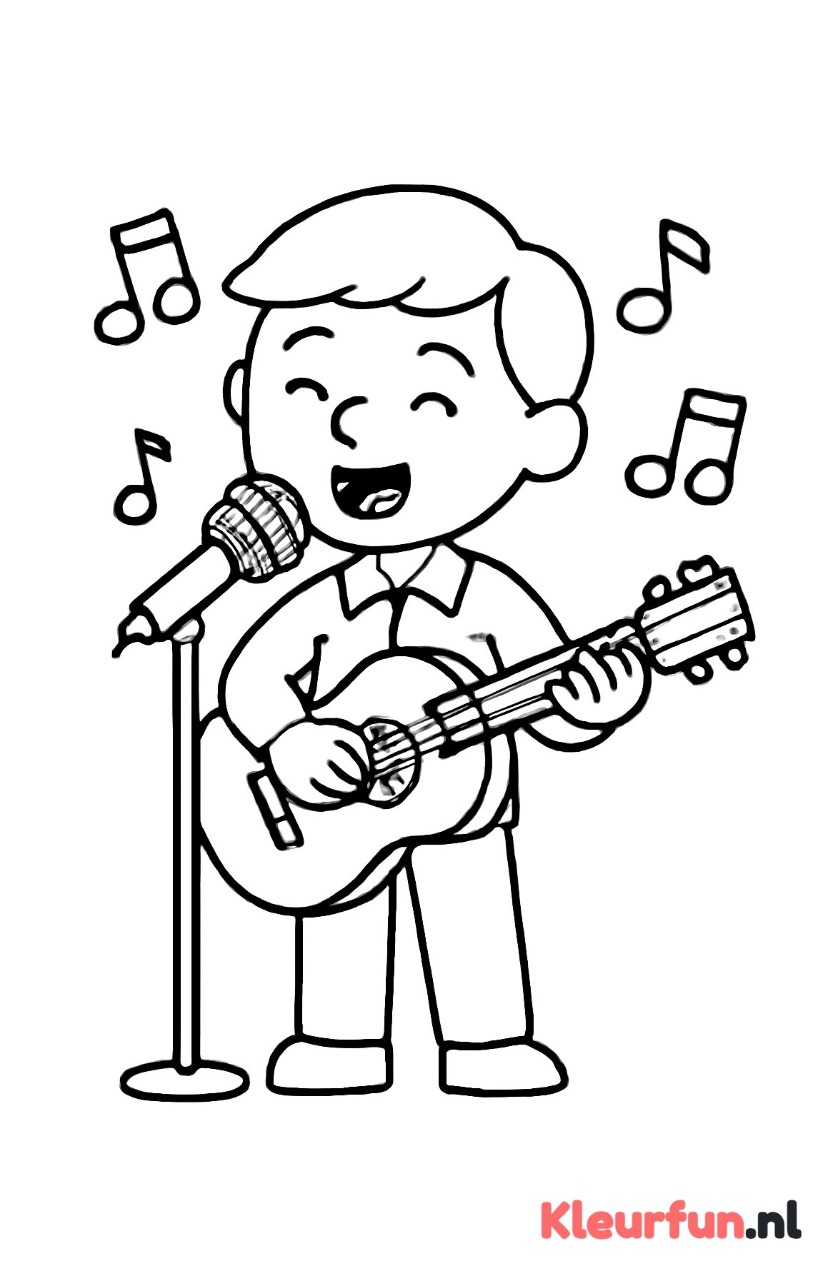 Popartiest met microfoon en gitaar