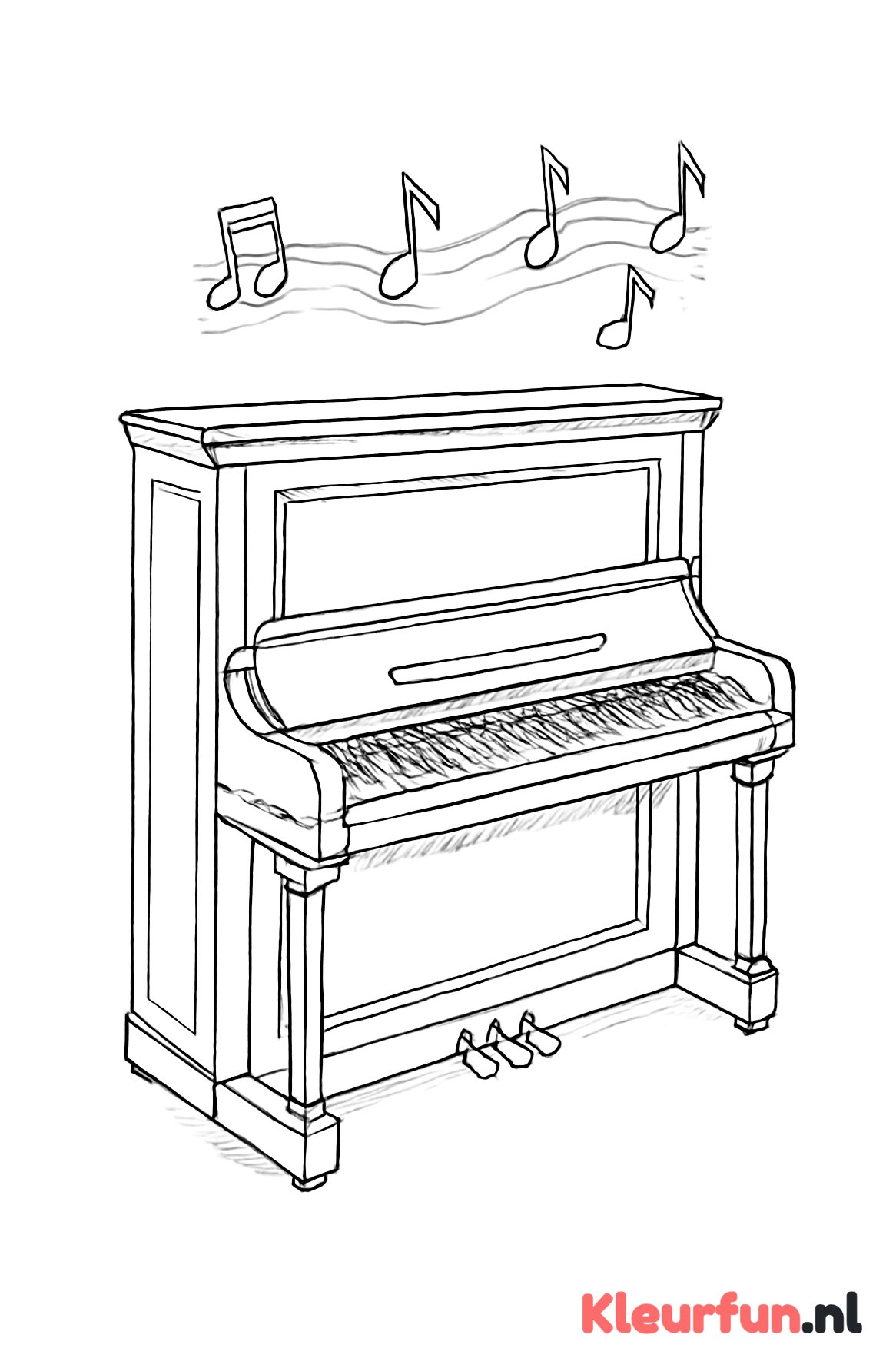 Prachtige piano met toetsen en noten