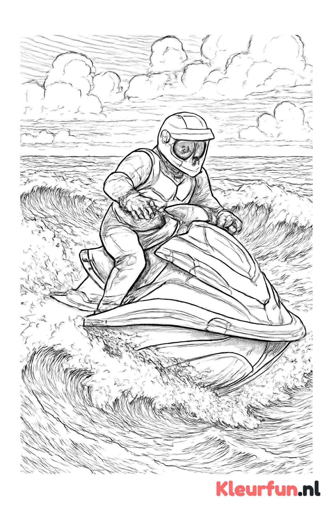 Realistische jetski in golven