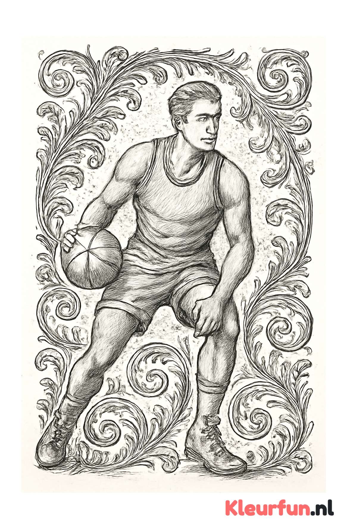 Basketbalspeler in retro stijl