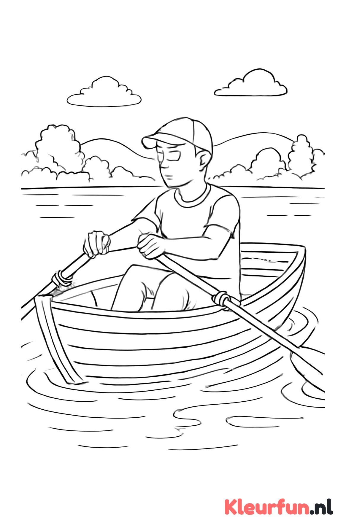 Roeier op een roeiboot