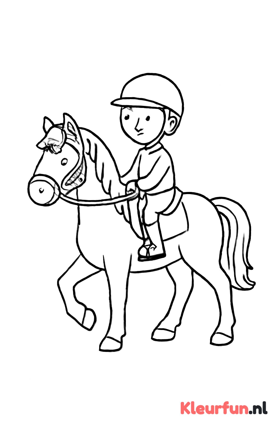 Jonge ruiter op paard