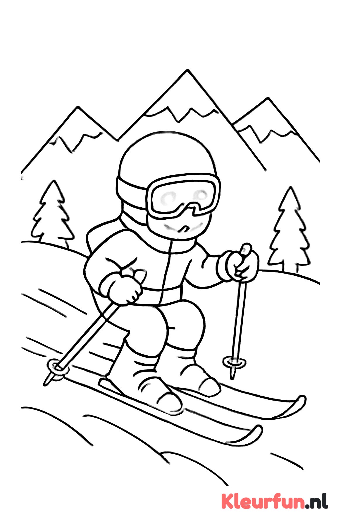 Skier in actie met berglandschap