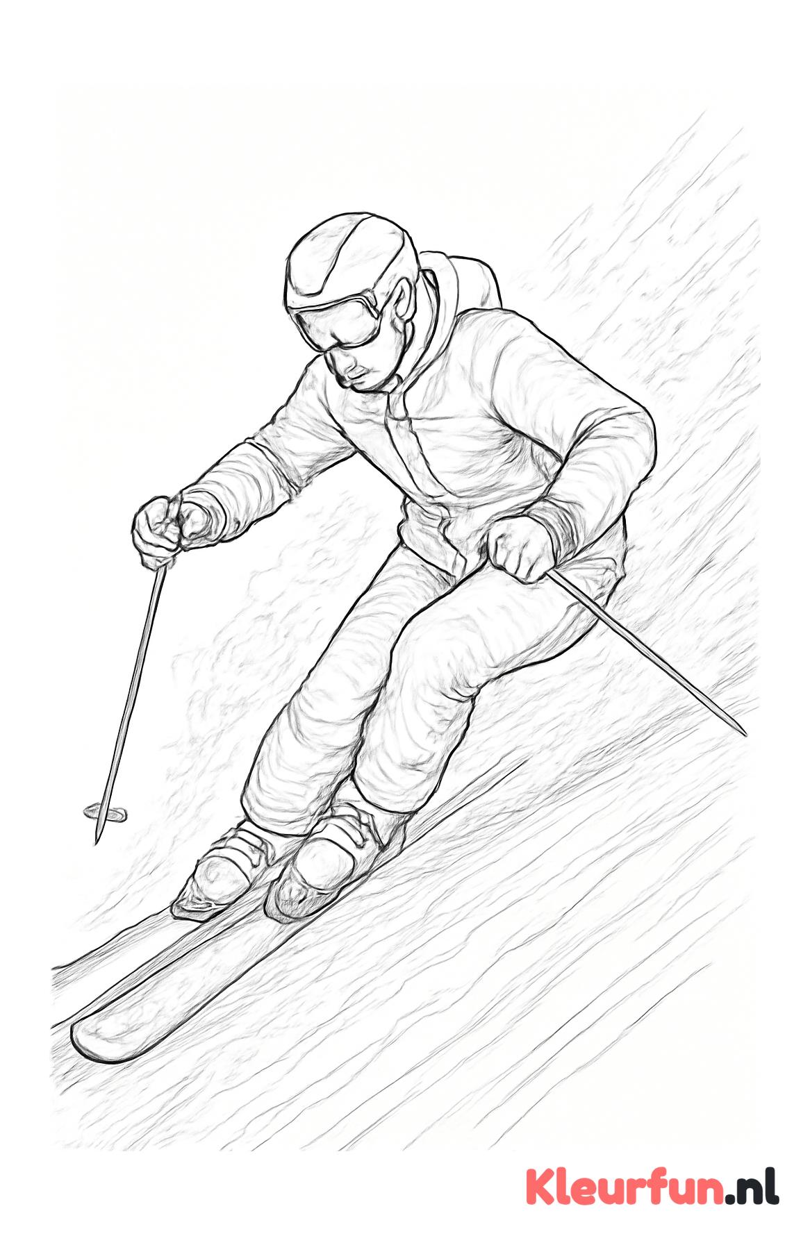 Skier op een steile helling