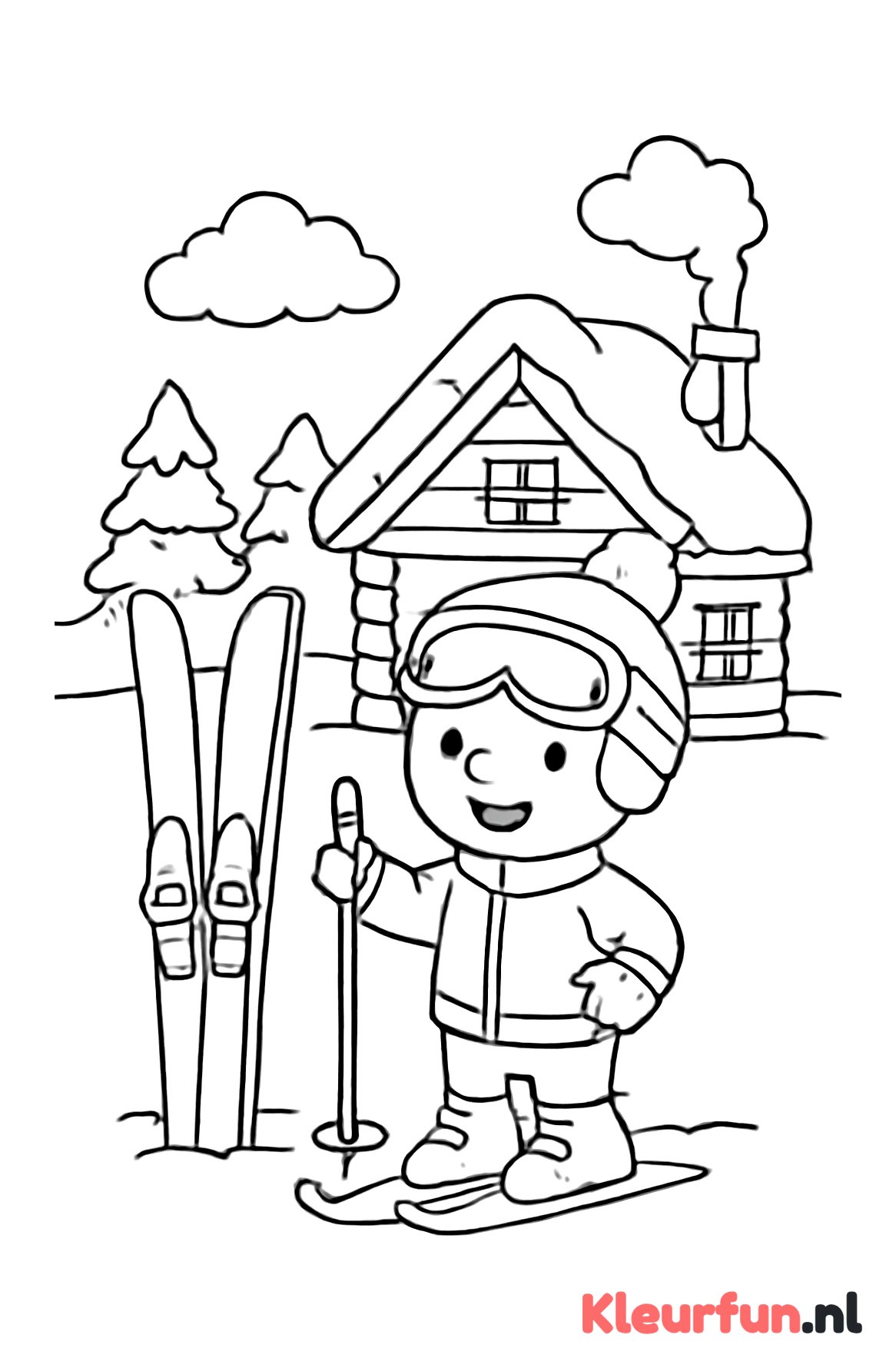 Skiër bij skihut