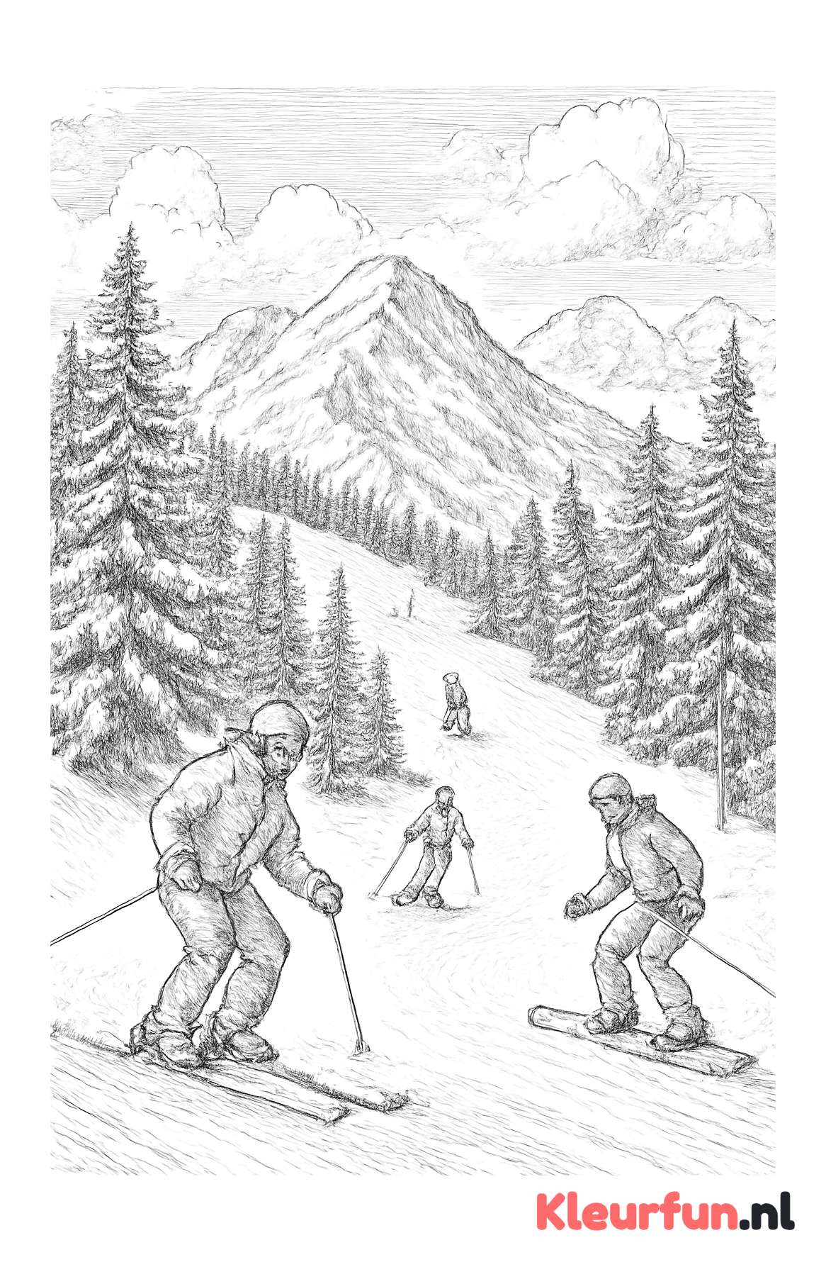 Winterberglandschap met skipiste