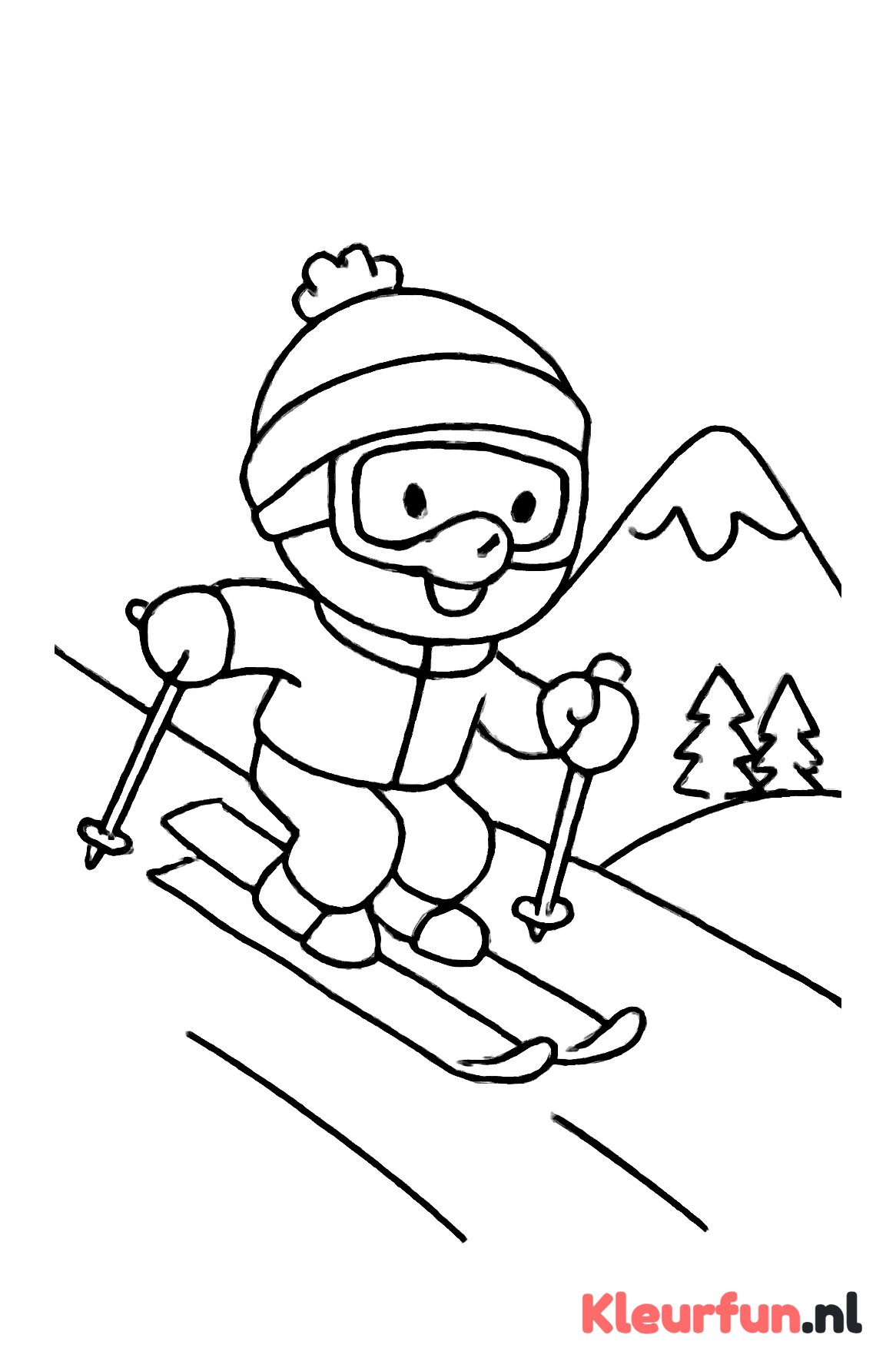 Vrolijke skiër op de berg