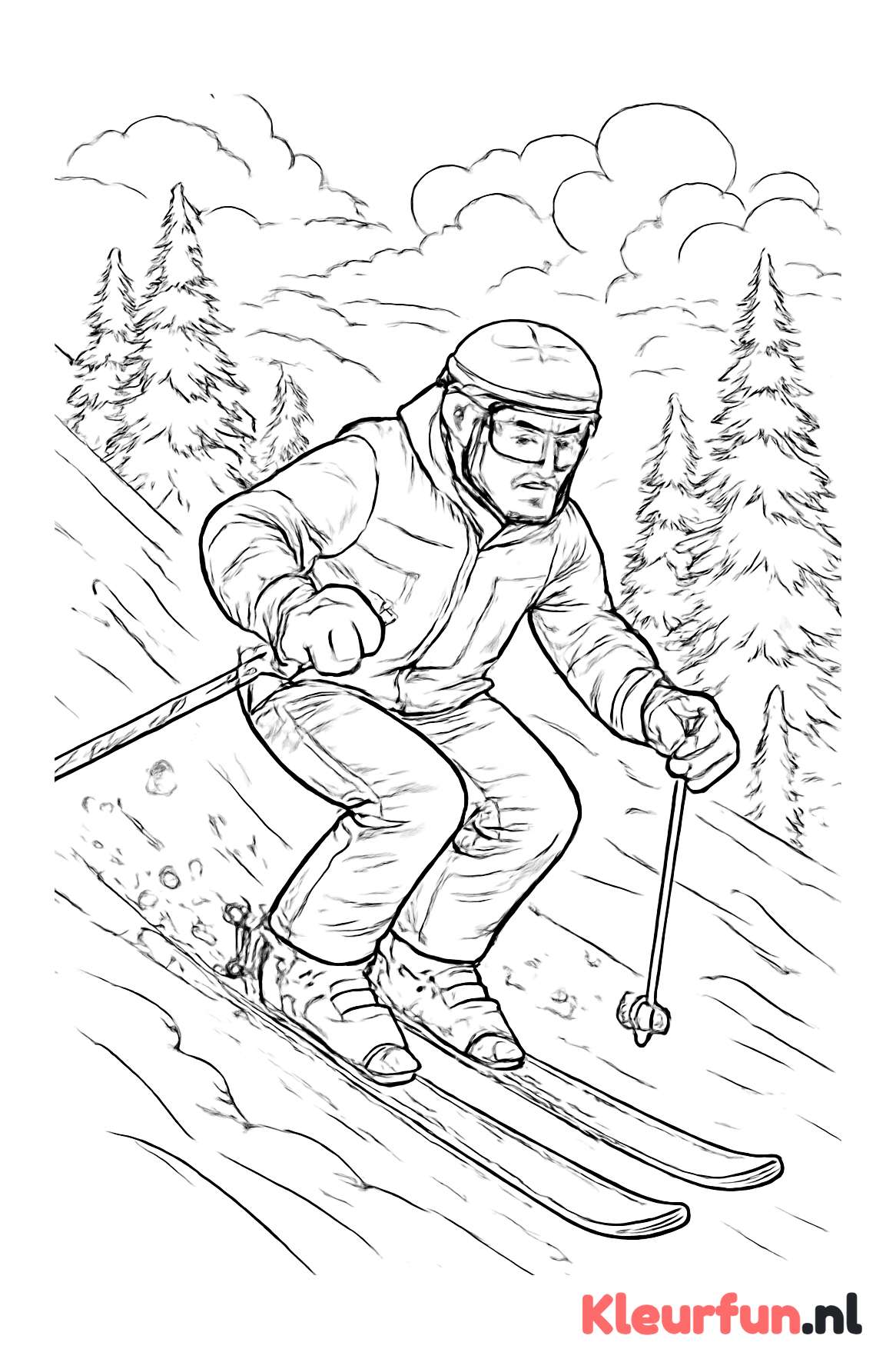 Dynamische Skiër in Actie
