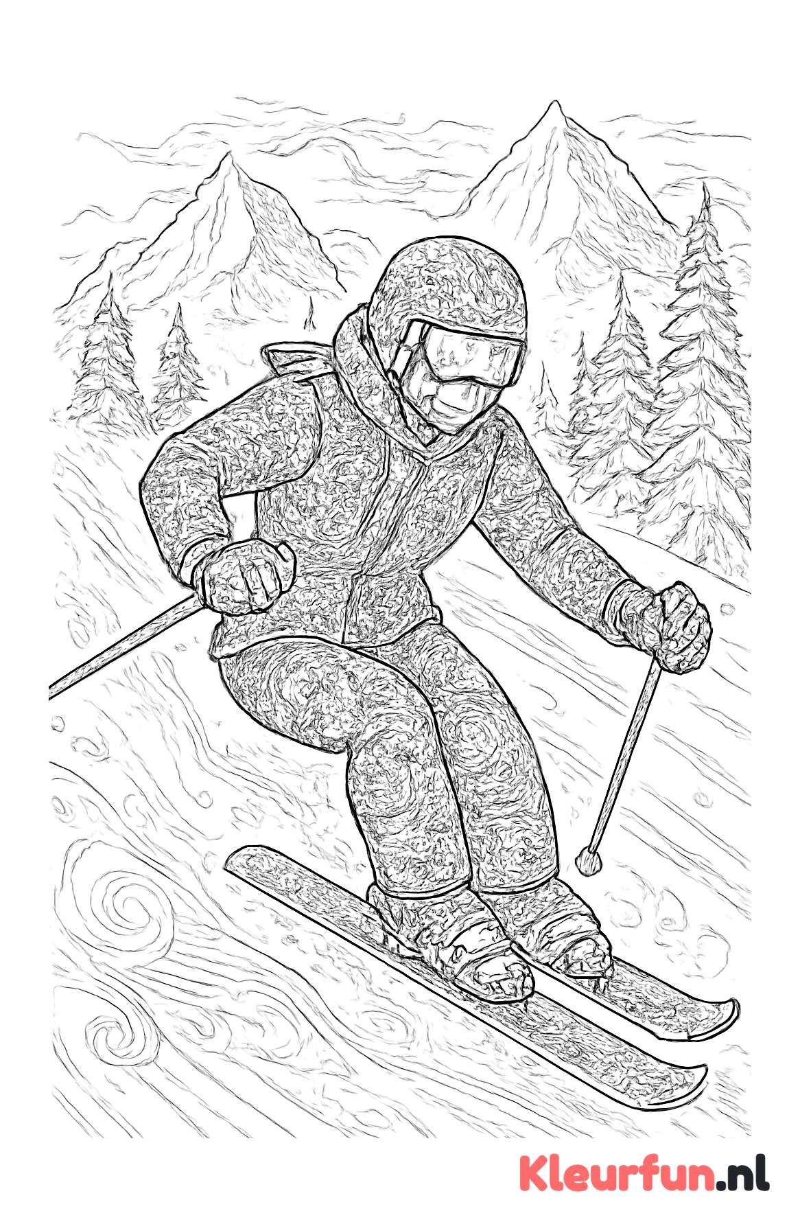 Skiër op afdaling
