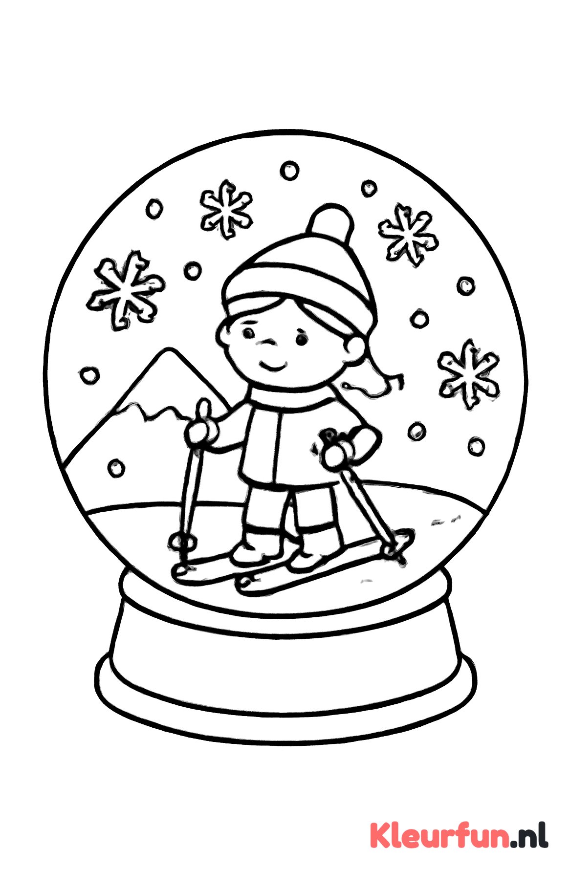 Sneeuwbol met meisje op ski's