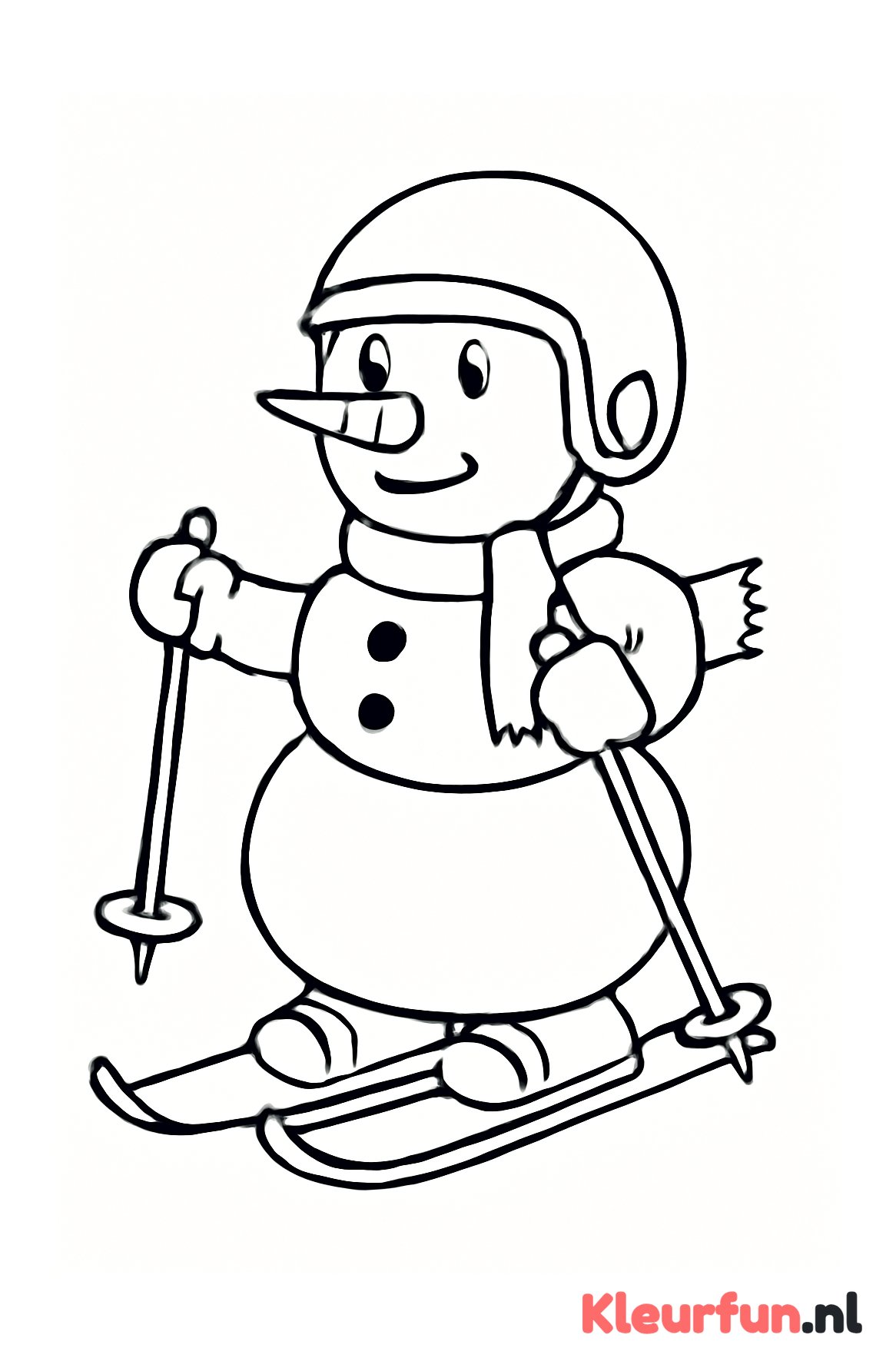 Sneeuwpop helpt kinderen op ski's