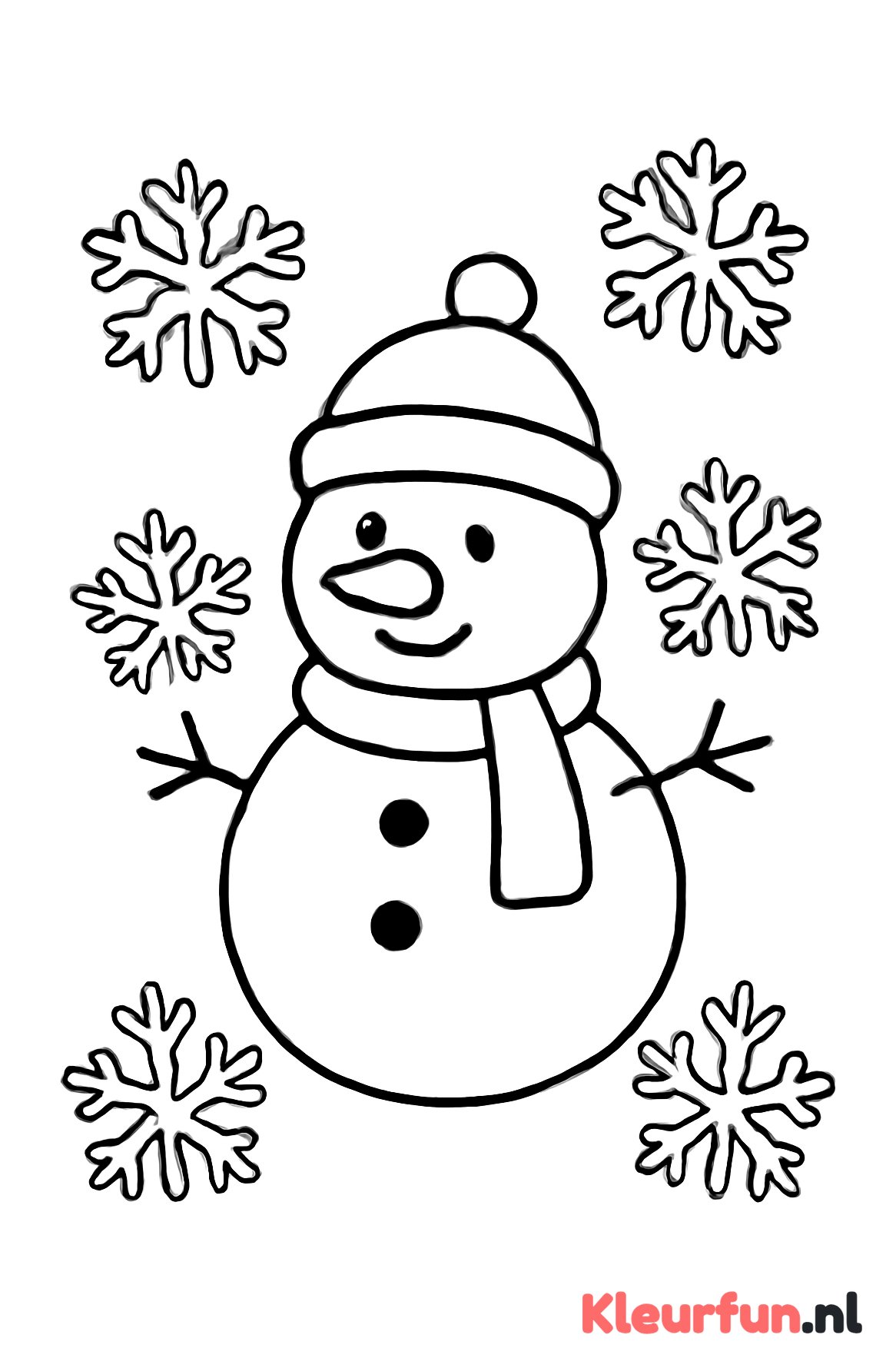 Sneeuwpop met sneeuwvlokken