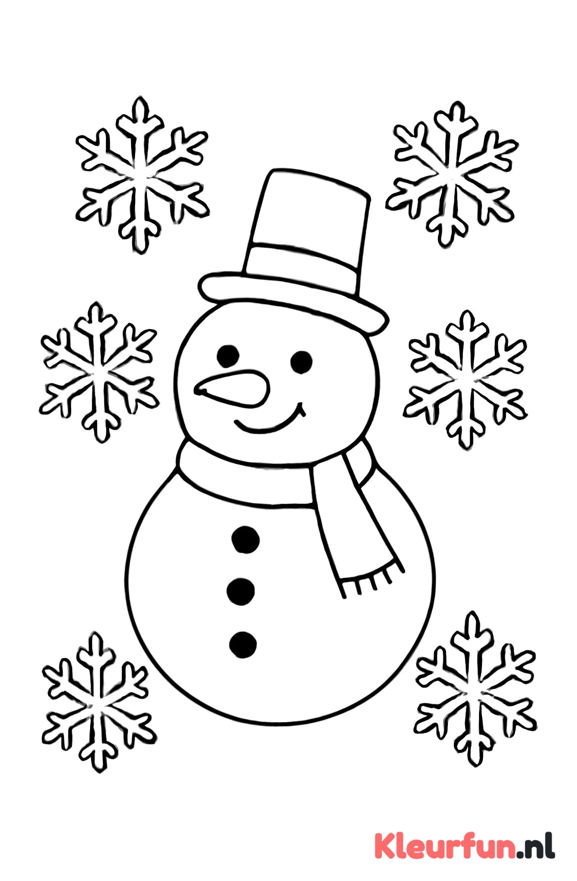 Sneeuwpop met sneeuwvlokken