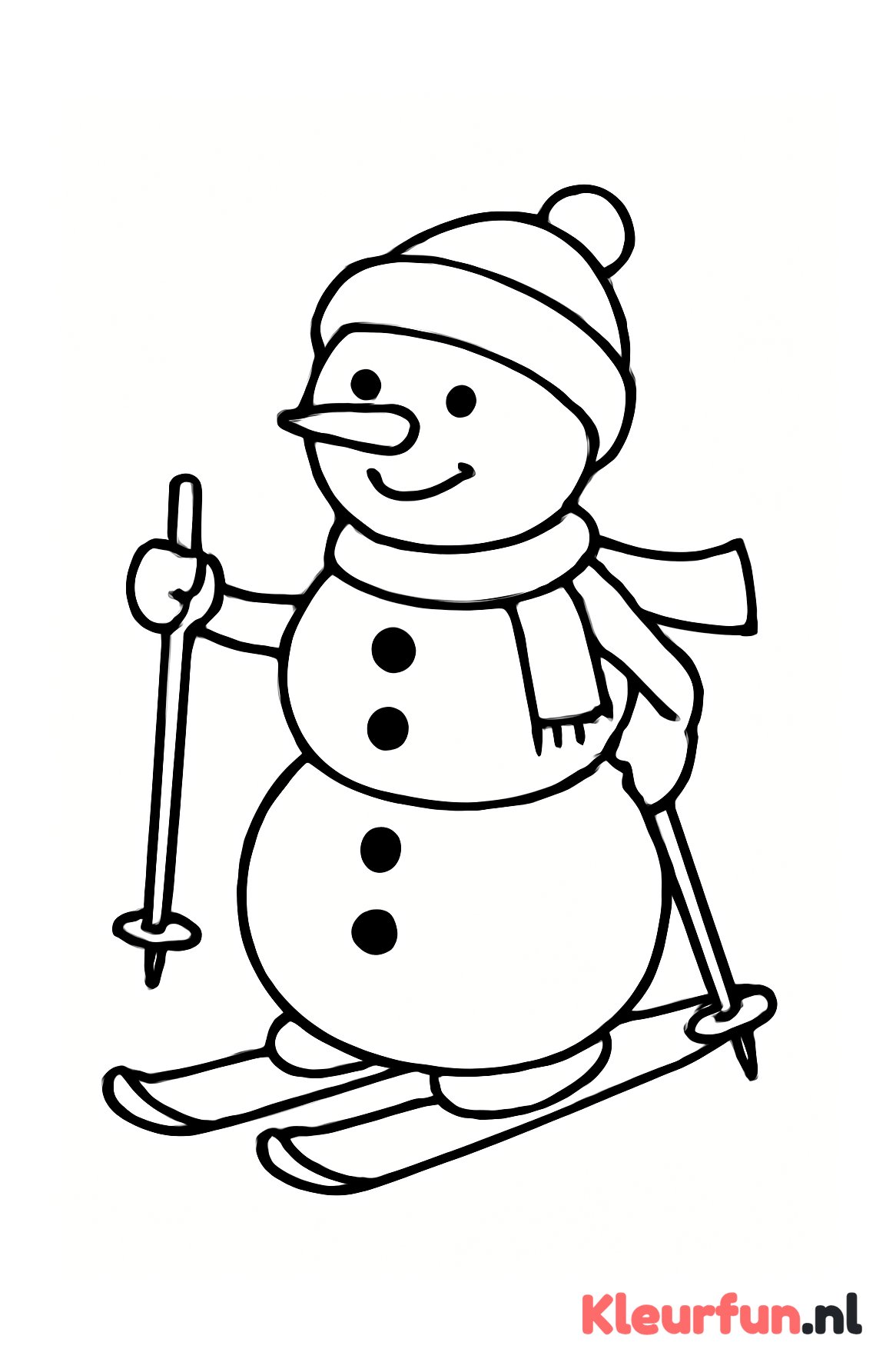 Sneeuwpop aan het skiën